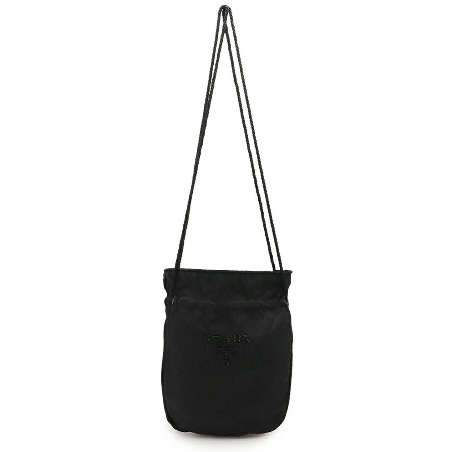 Prada Prada Beaded Shoulder Bag Nylon Nero Black