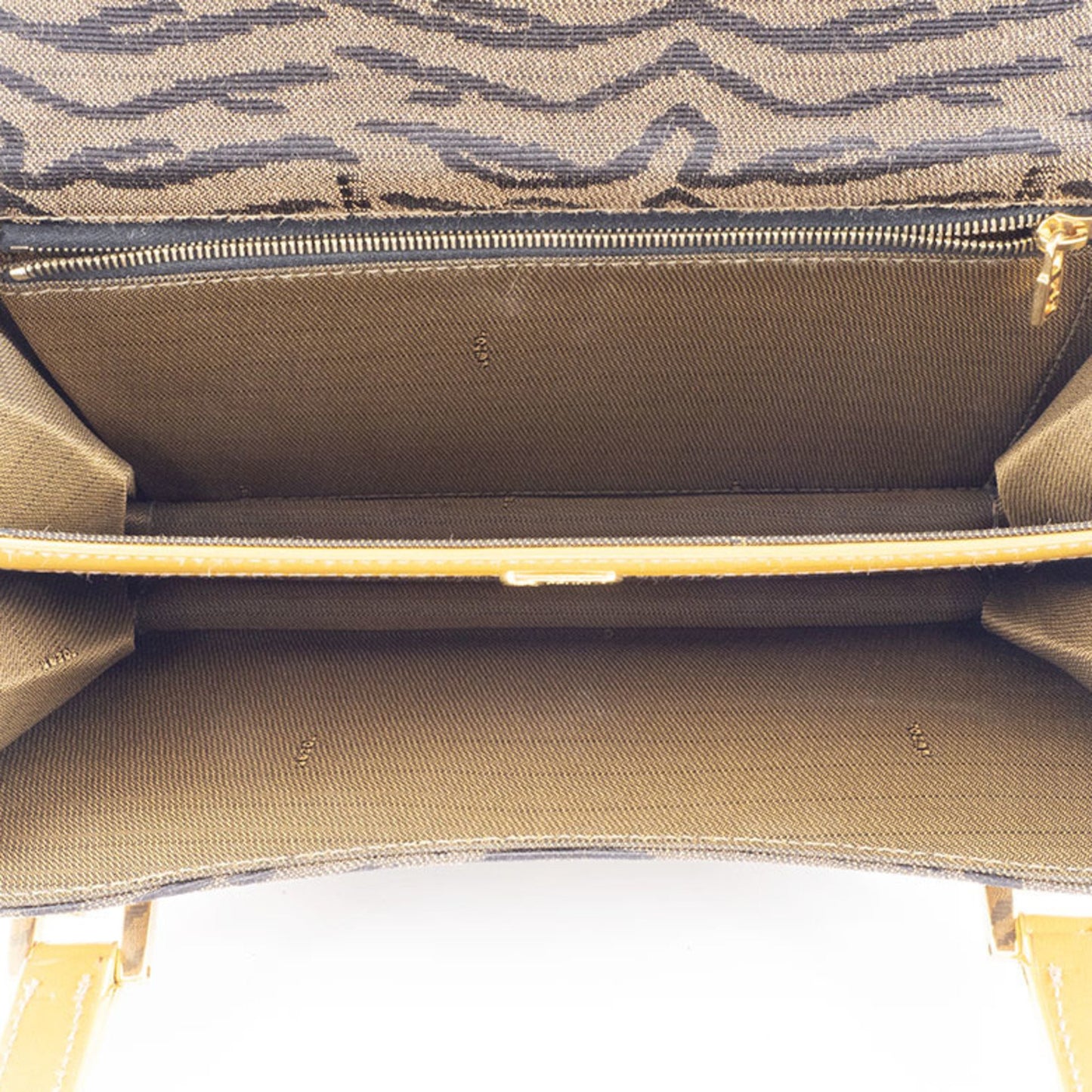 Fendi Zebra Handbag 26346 Canvas/Leather Brown