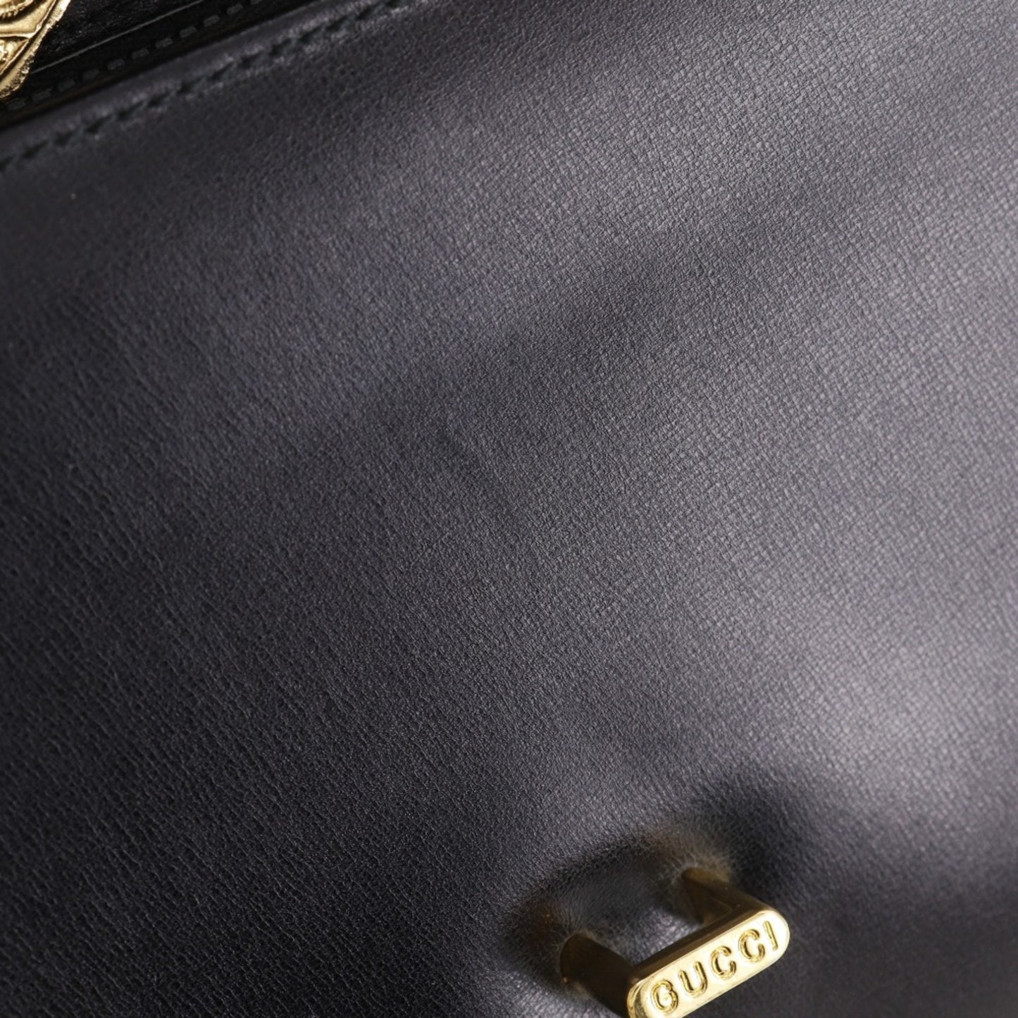 Gucci Old Gucci Shoulder Bag Clutch Calf Black 2Way Flap