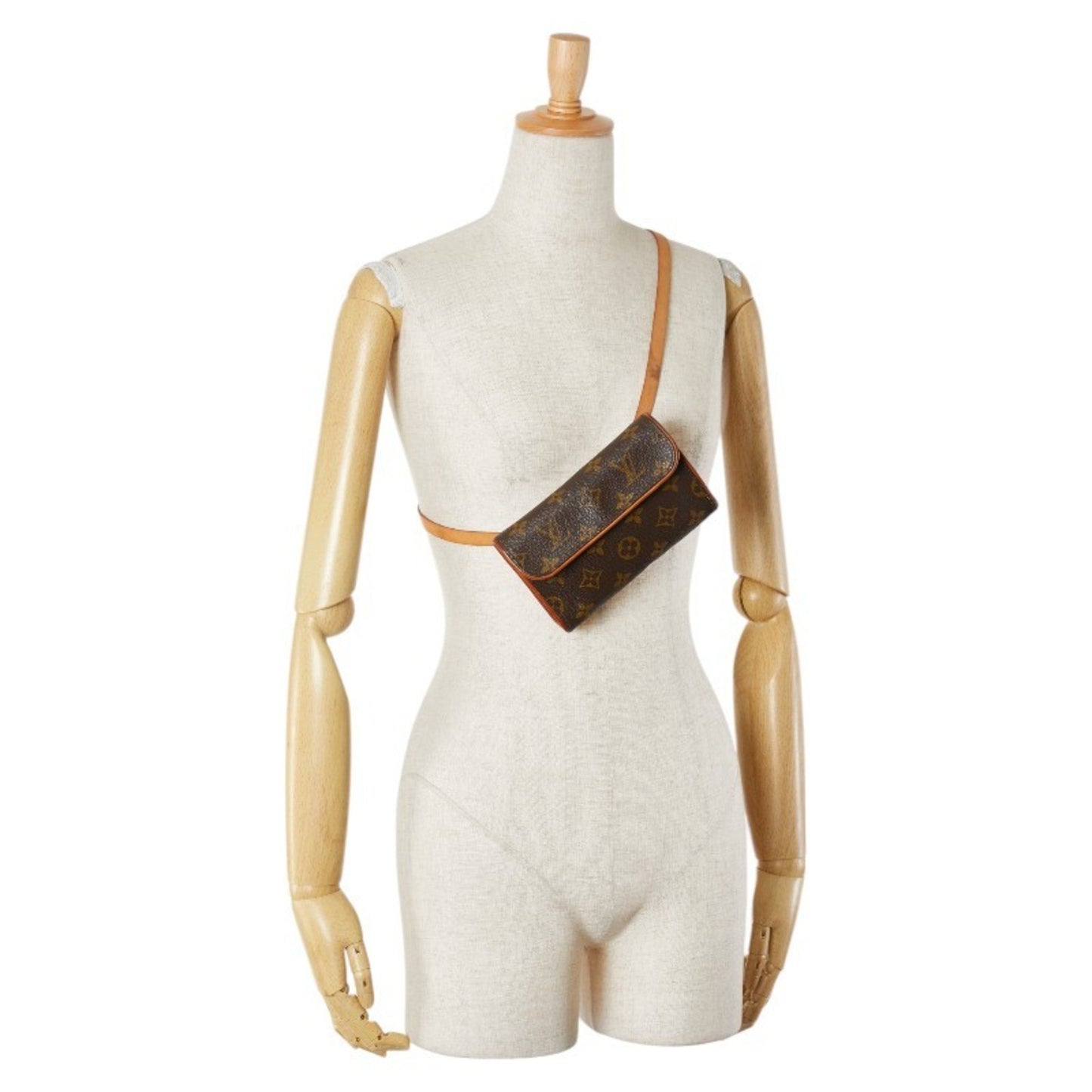 Louis Vuitton Monogram Pochette Florentine Body Bag Waist Shoulder M51855 Brown Pvc Leather