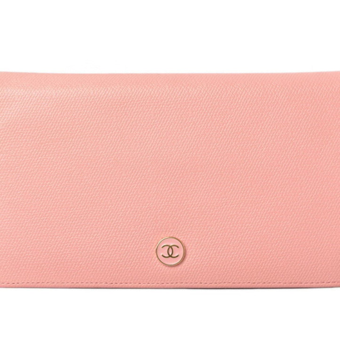 Chanel Wallet Long Here Mark Button Motif Leather Rose A20904