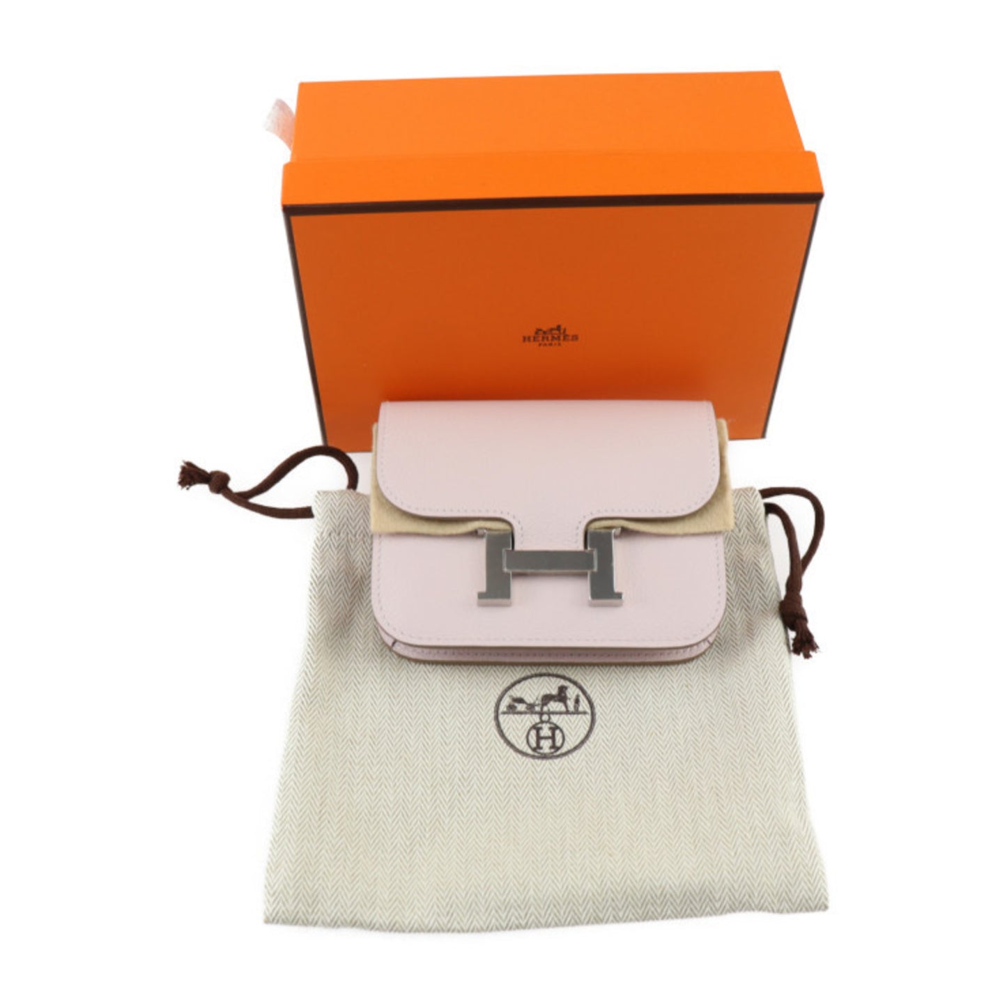Hermes Constance Pouch - Evercolor Mauve Pale Compact Wallet Coin B Engraved 2414033007097R1