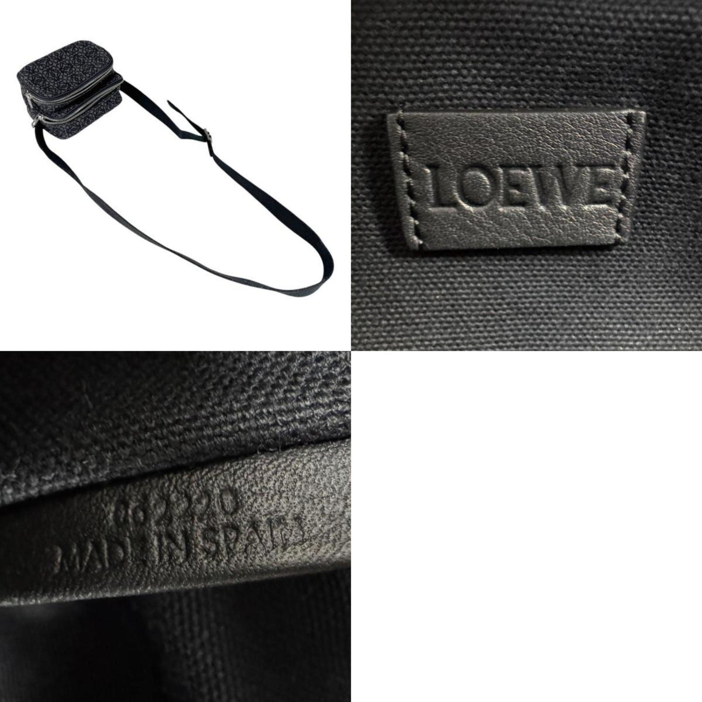 Loewe Shoulder Bag Anagram Canvas Black Brown Silver