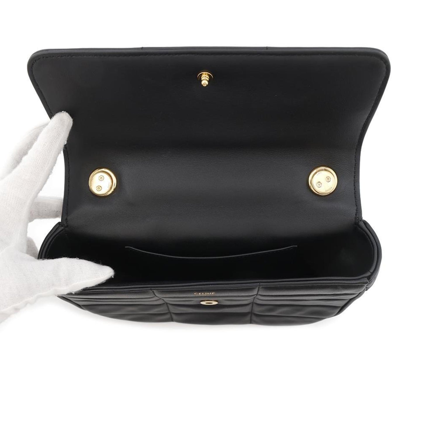 Celine Chain Shoulder Bag Monochrome 111273Epz Black