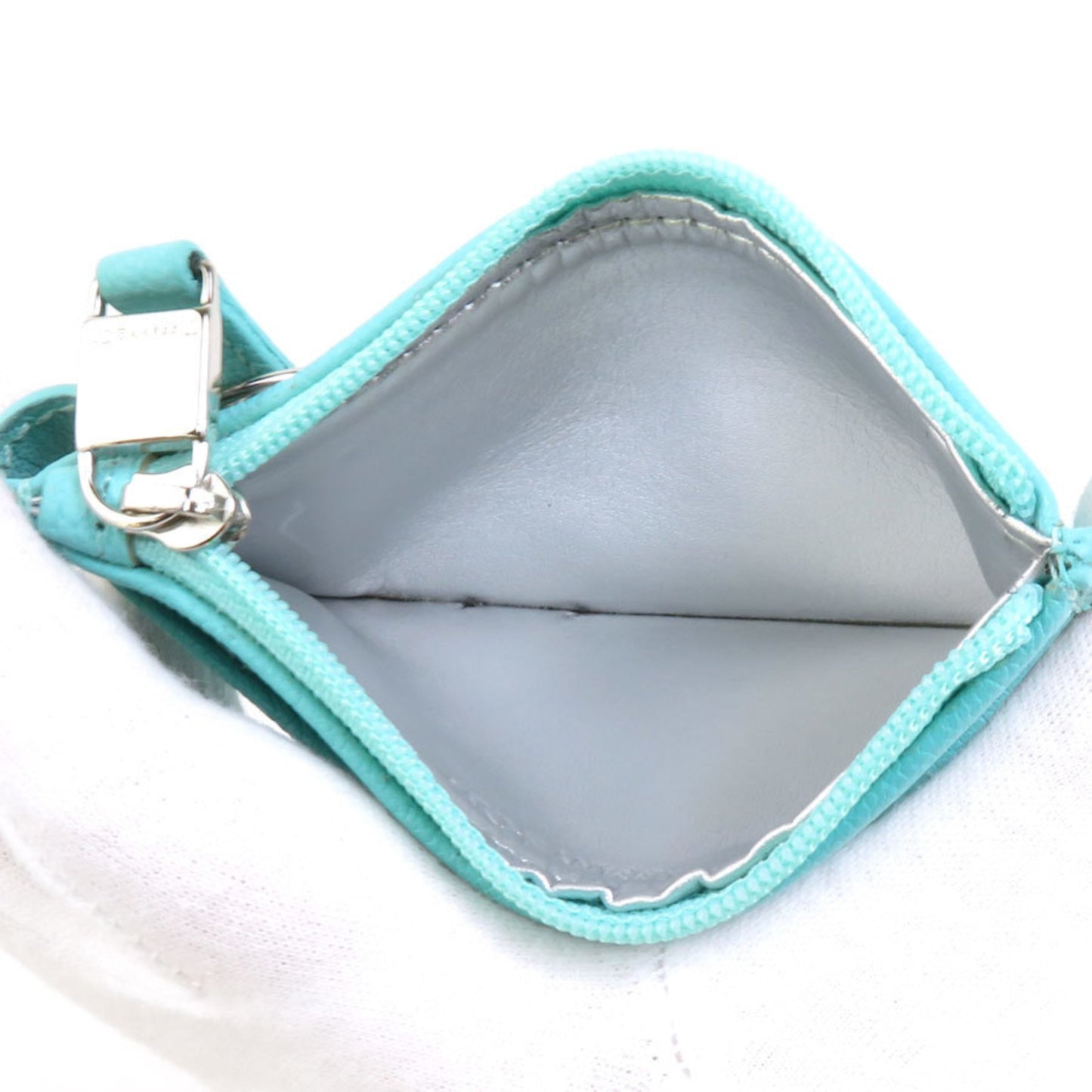 Tiffany & Co. Wallet/Coin Case Leather Green Blue Silver