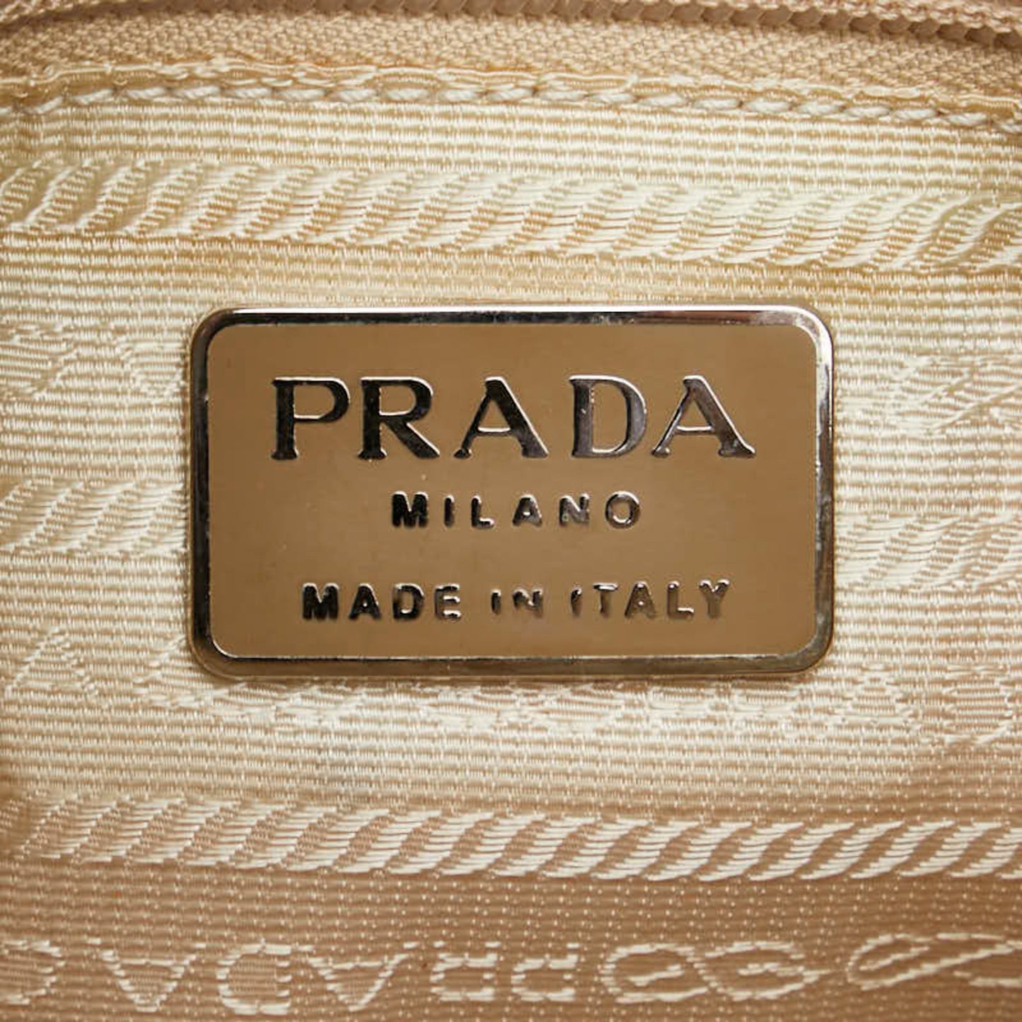 Prada Chain Shoulder Bag B4590 Beige Lino Leather Nylon