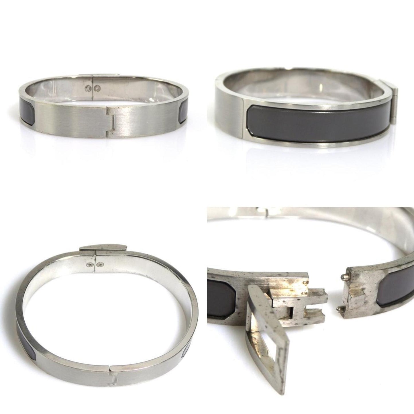 Hermes Hermes Bangle Bracelet Metal Matte Silver Grey