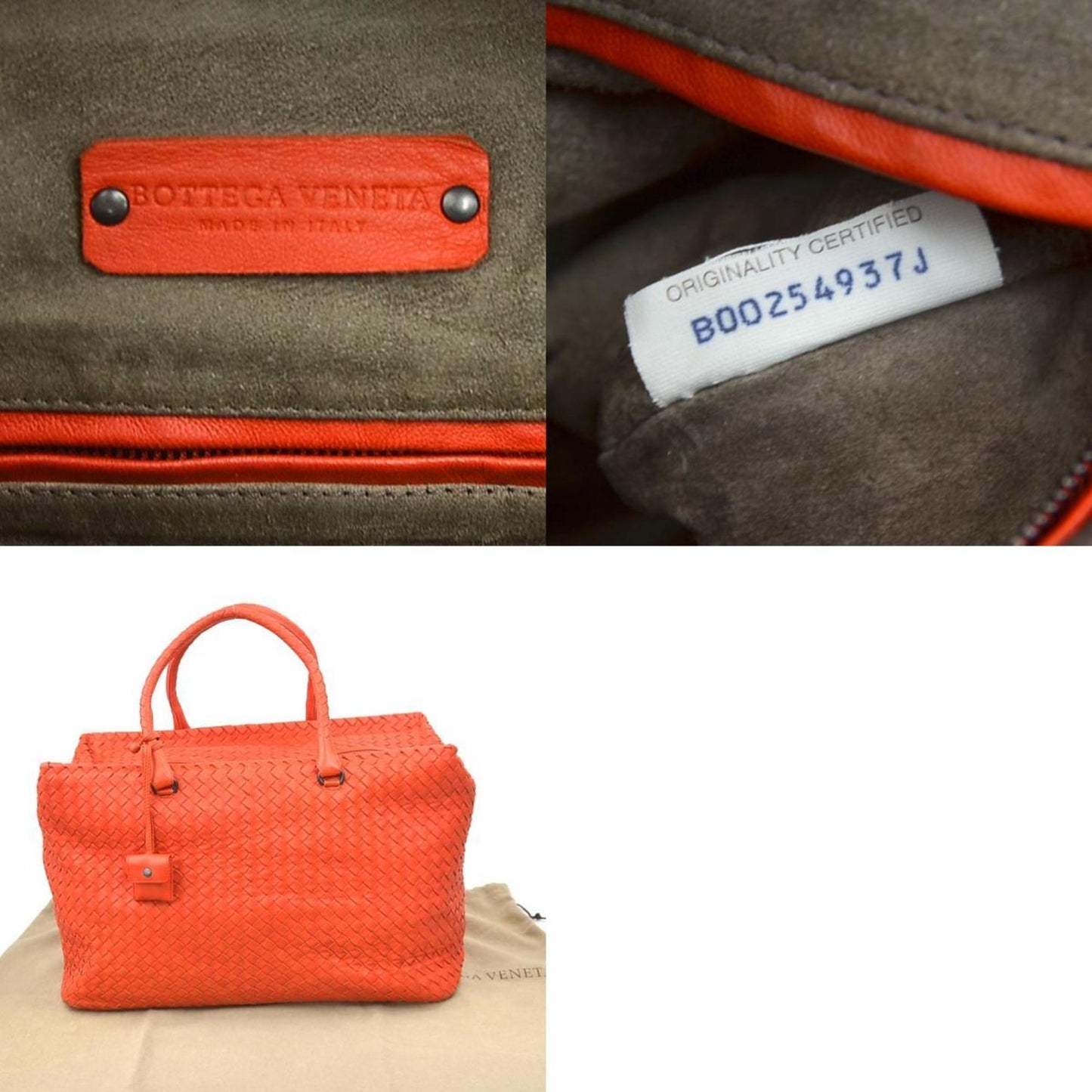 Bottega Veneta Handbag In Intrecciato Leather Orange Red For Men And Women