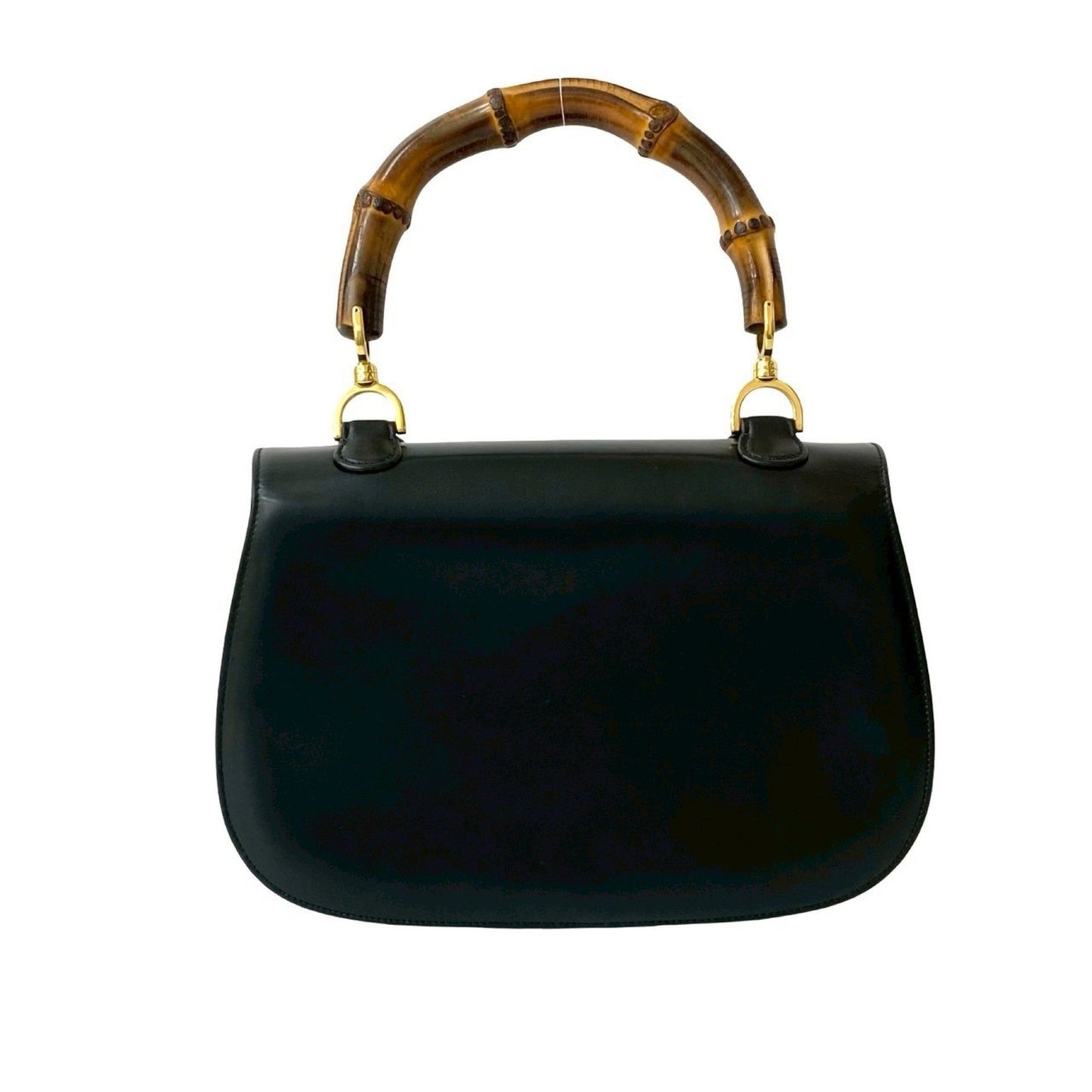 Gucci Old Gucci Bamboo Turnlock Calfskin Leather Handbag Tote Bag Black 41641