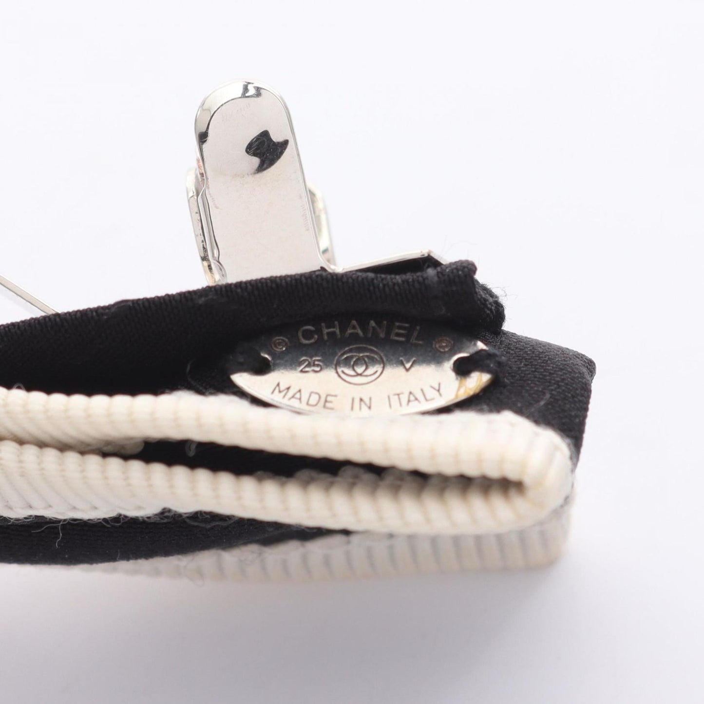 Chanel Coco Mark Ribbon Barrette Accessory Fabric
