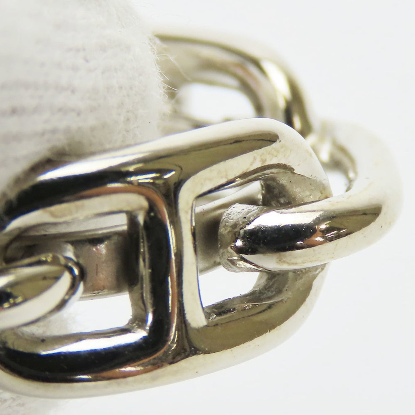 Hermes Scarf Ring Chaine D'Ancre Metal Silver Accessory