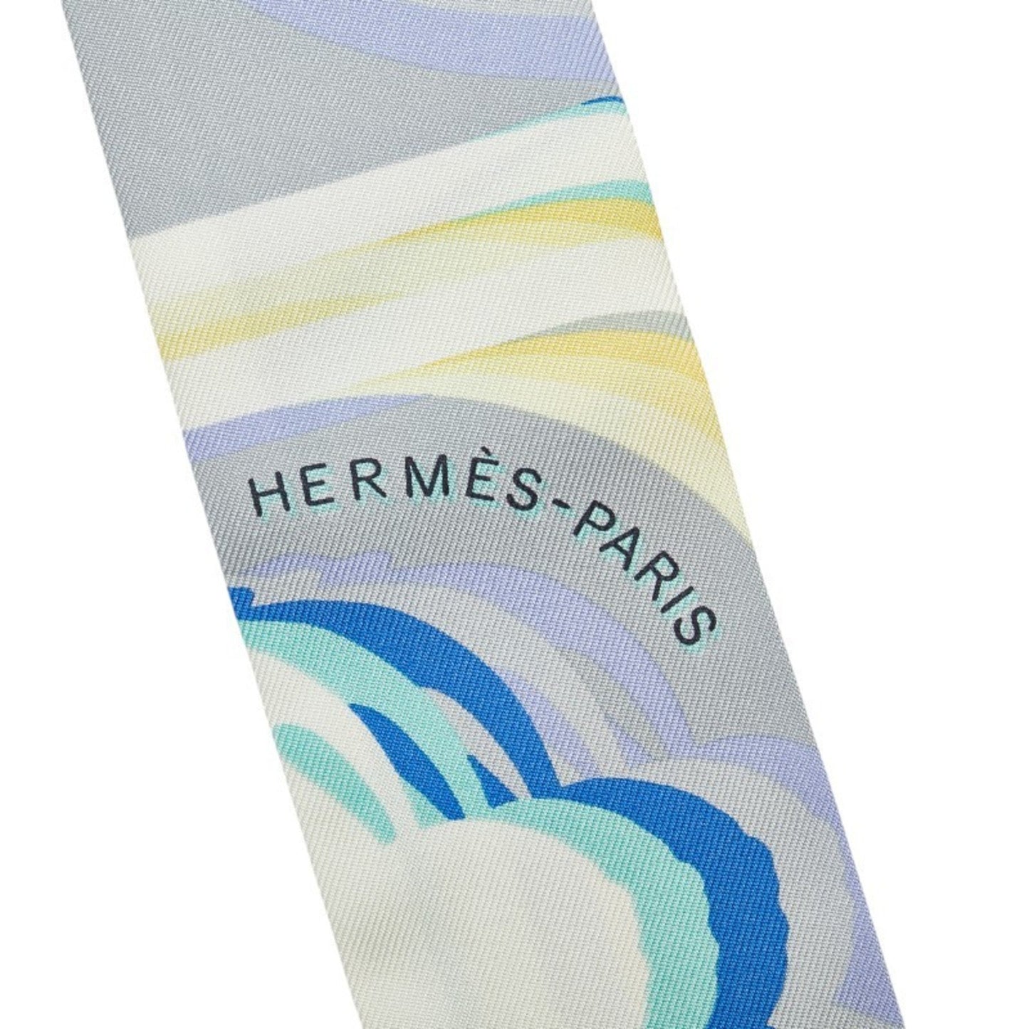 Hermes Twilly Brides De Gala Shadow Scarf Muffler White Multicolor Silk
