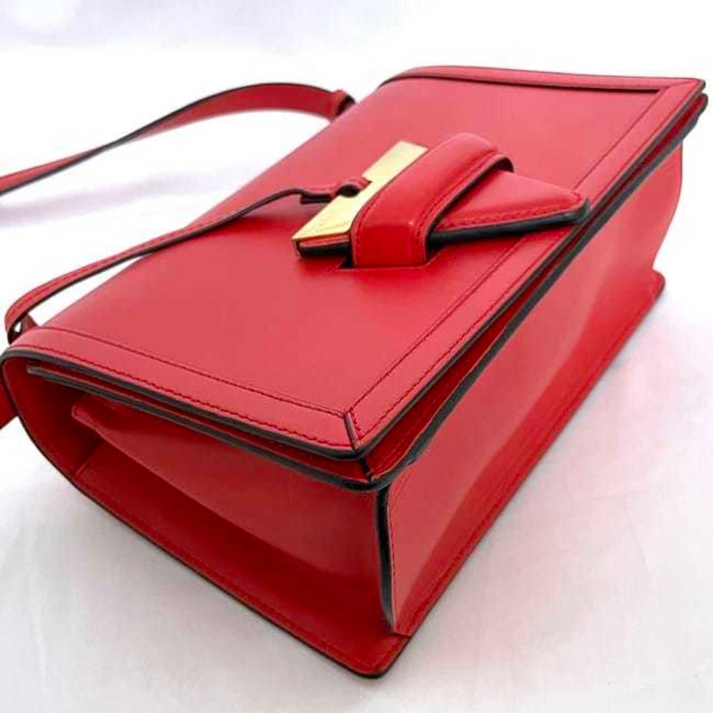 Loewe Shoulder Bag Barcelona Red F-19948 Flap Leather