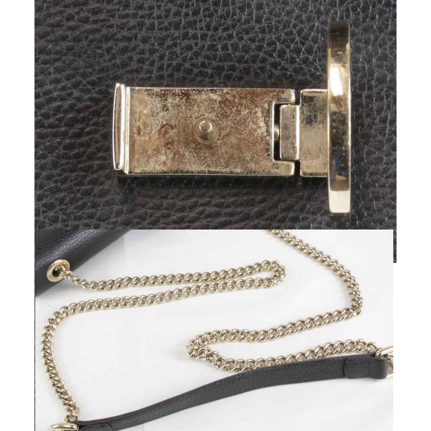 Gucci Interlocking G Chain 510304 493075 Shoulder Bag Leather Black