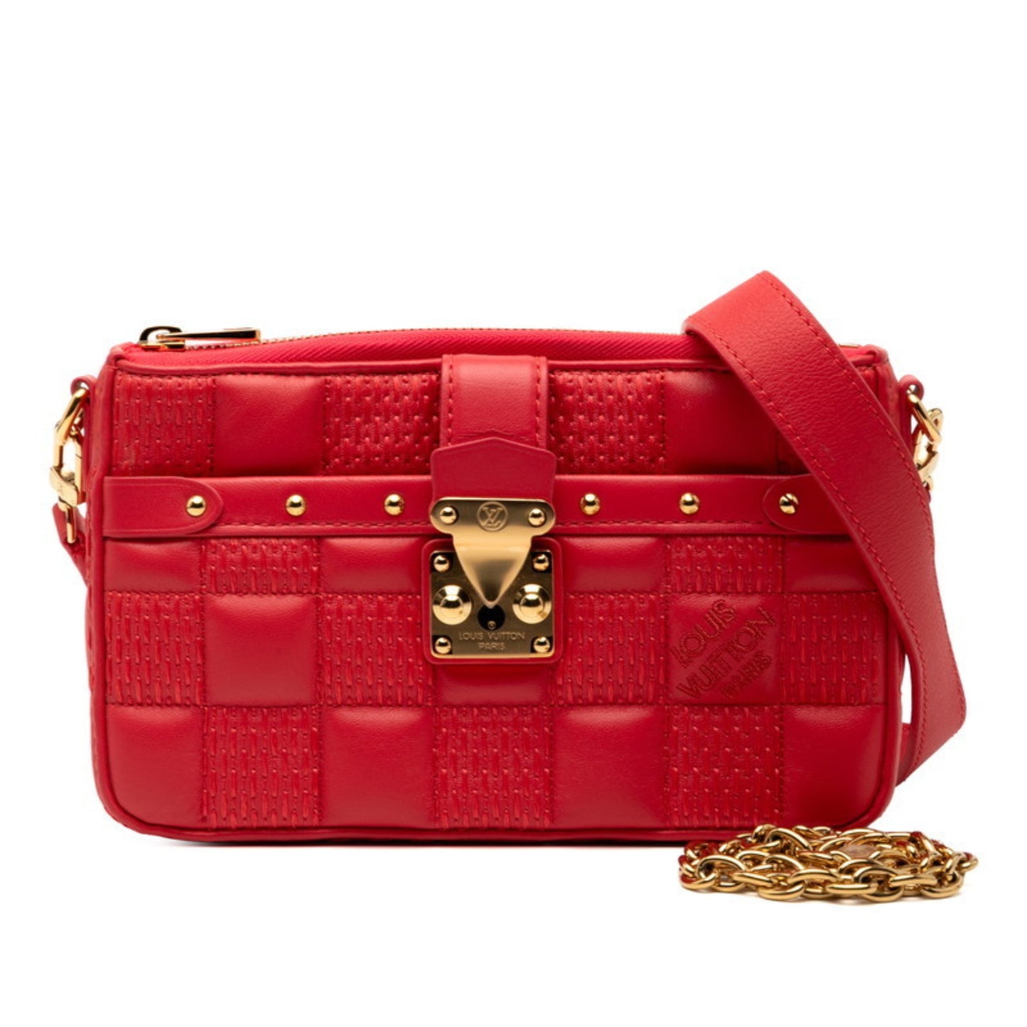 Louis Vuitton Damier Giant Pochette Troca Chain Shoulder Bag M59049 Rose Pink Leather