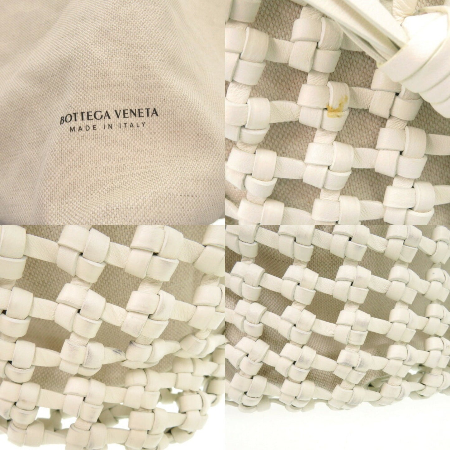 Bottega Veneta Cavallino 709612 Leather Canvas White Handbag 1172Bottegaveneta