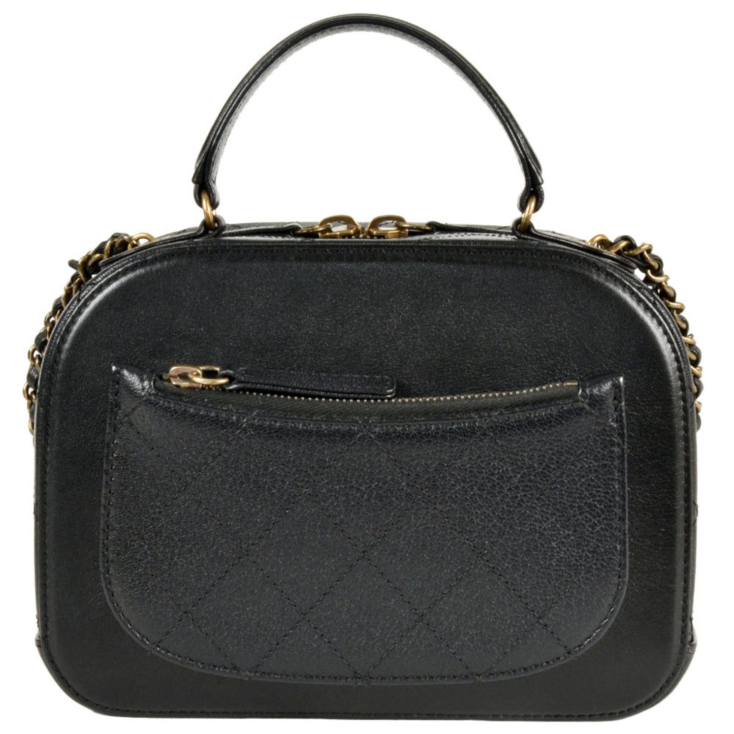 Chanel Coco Mark Matelasse Vanity Bag Handbag Lambskin Black Shoulder