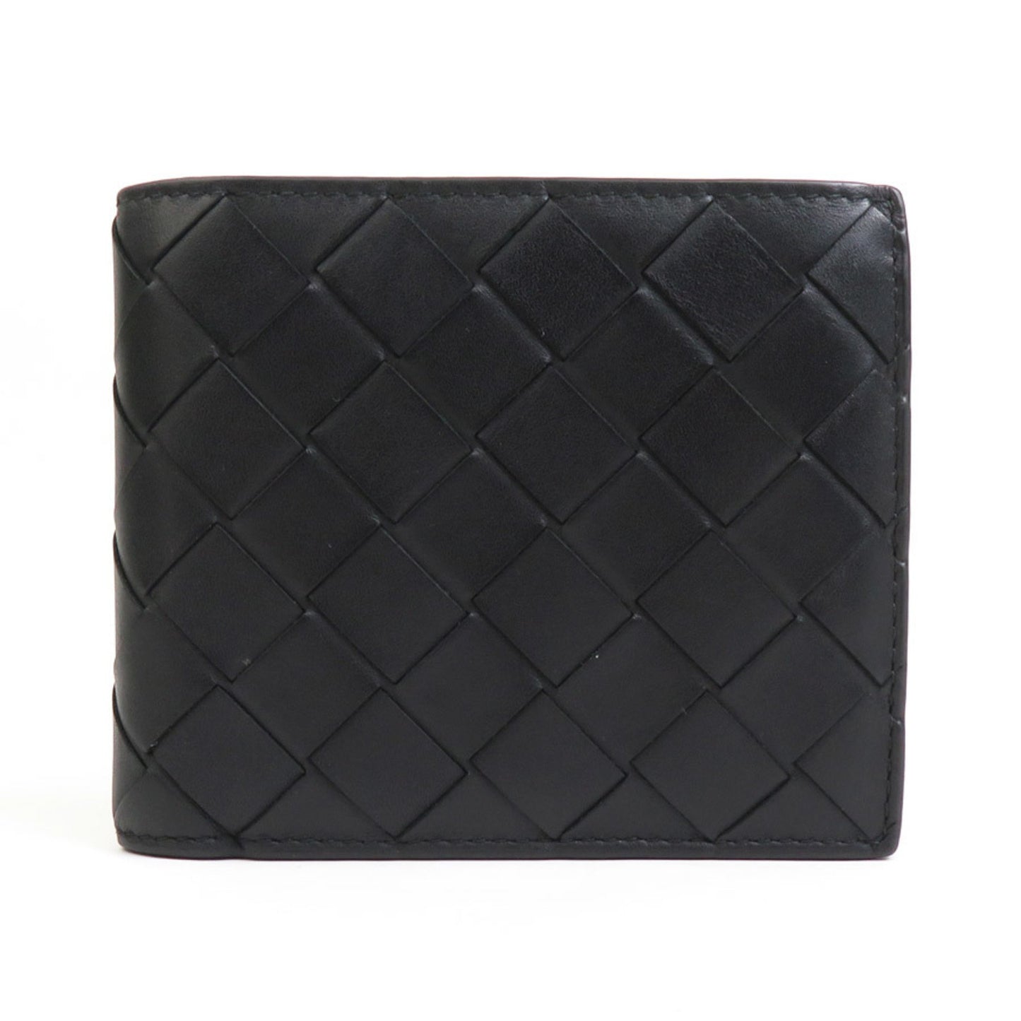 Bottega Veneta Bi-Fold Wallet Intrecciato Leather Black