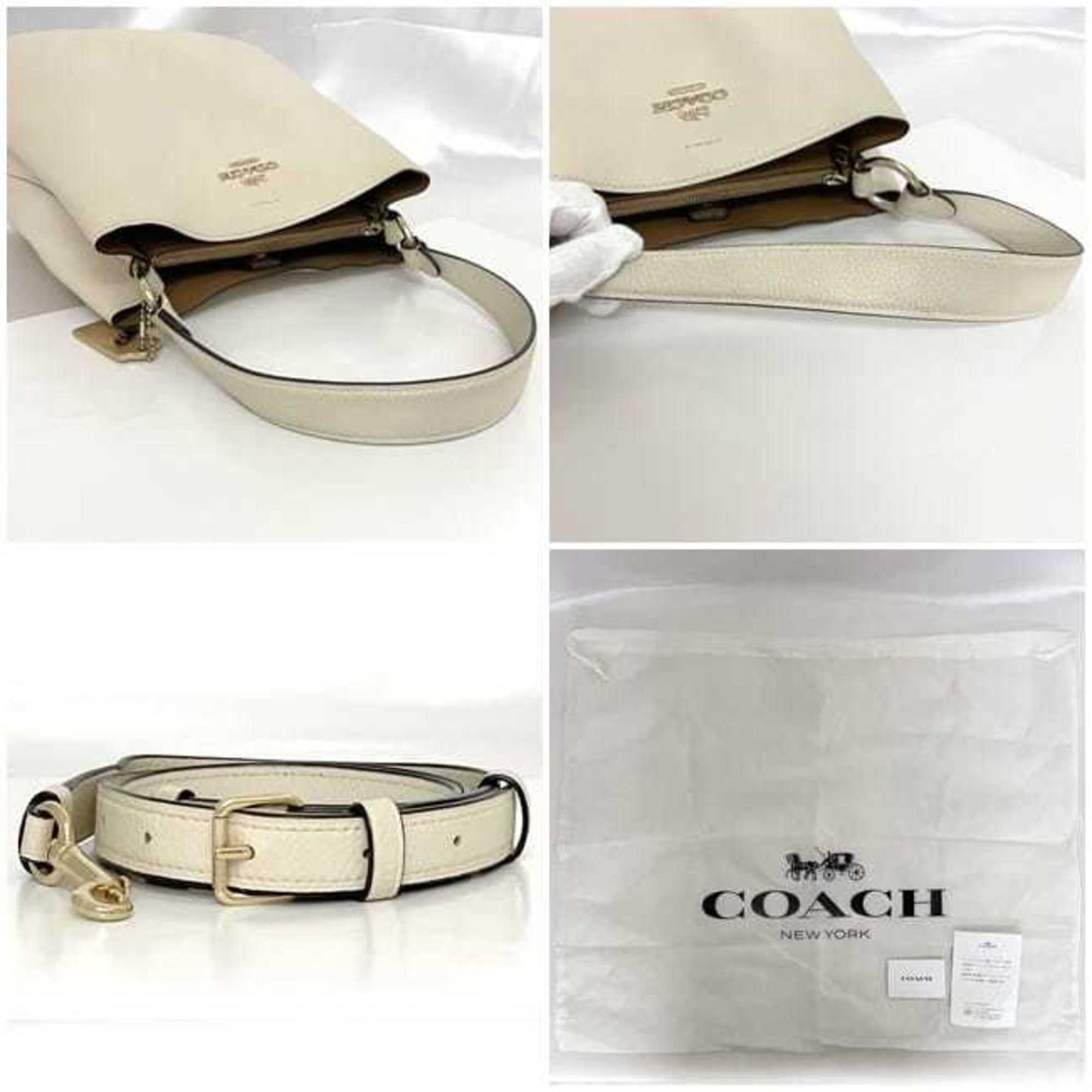 Coach 2Way Bag F-23331 White F34495 Leather Coach Crossbody Bucket