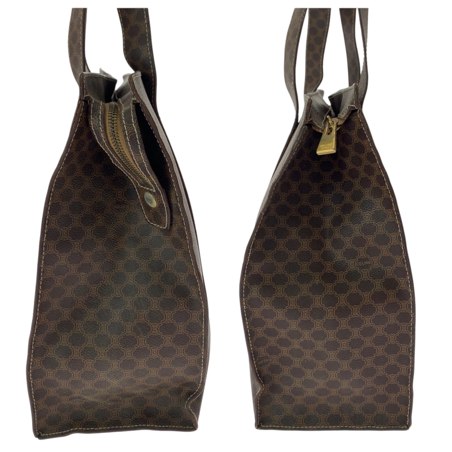 Celine Vintage Macadam Pattern Brown Gold Hardware Mc96 Tote Bag Shoulder