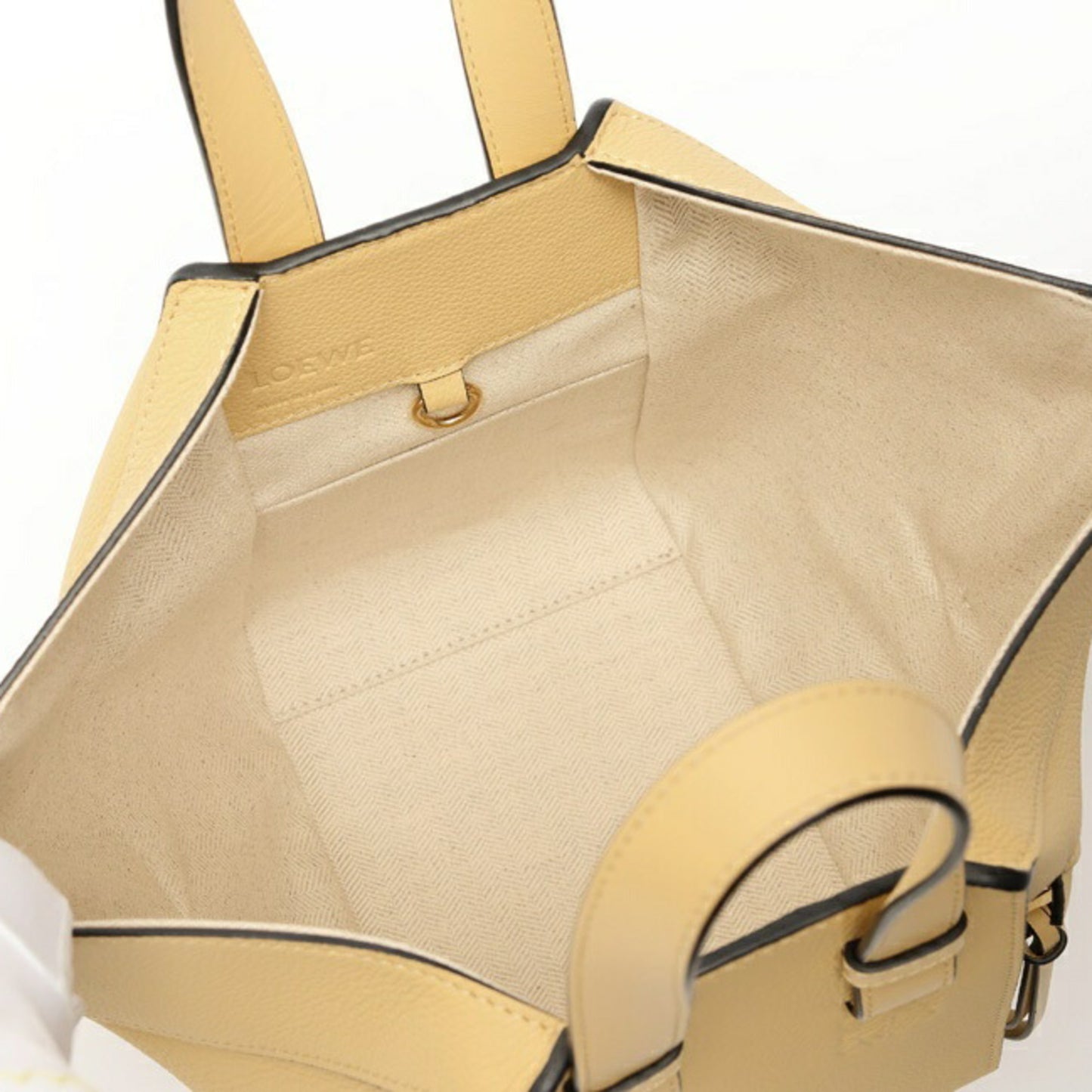 Loewe Hammock Bag Compact Shoulder A538H13X03 Calfskin Yellow Beige E-158851