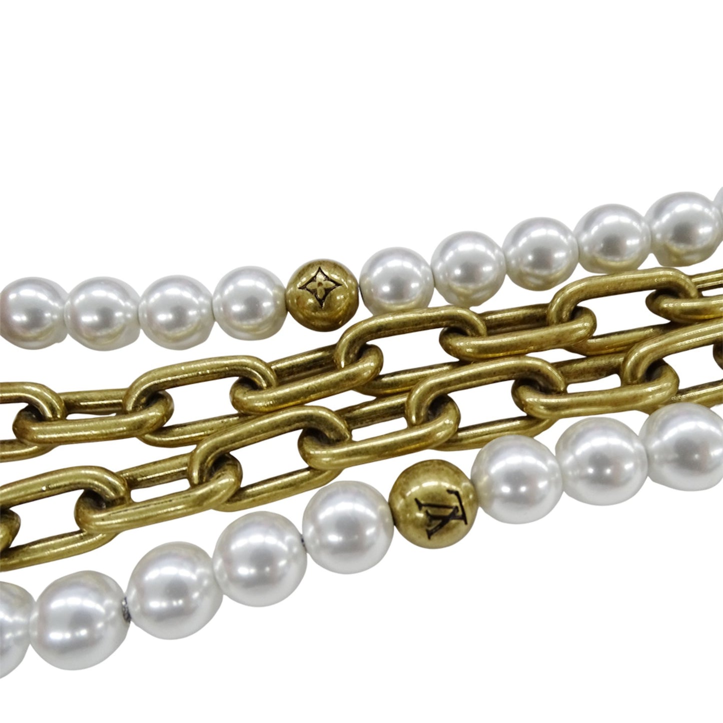 Louis Vuitton Women'S Metal And Glass Pearl Bag Charm Chain/Belt Charm