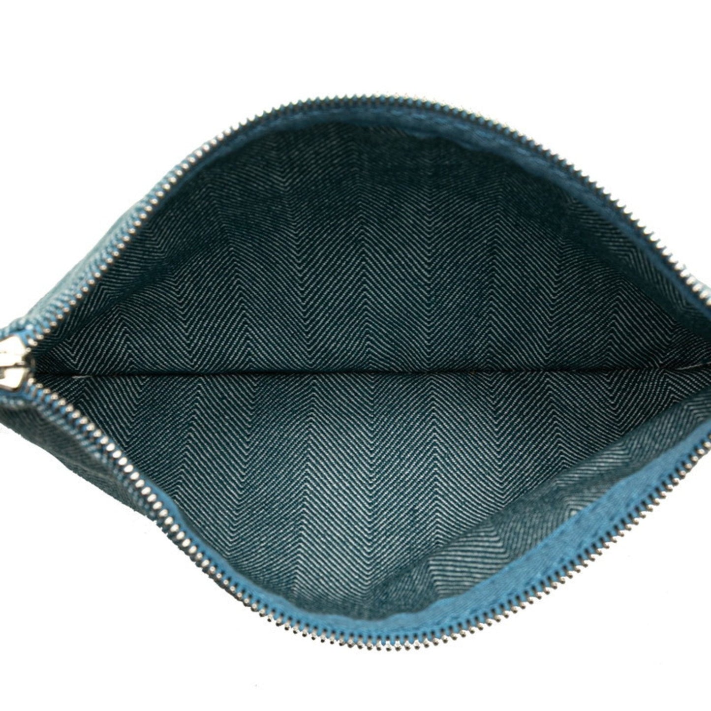 Hermes Herms Valparaiso Pm Handbag In Blue Jean Toile Chevron Leather