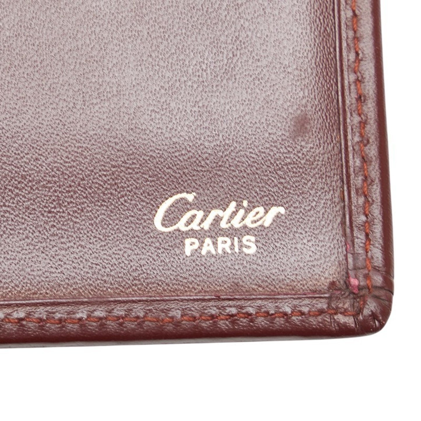 Cartier Must Line Long Wallet Wine Red Leather