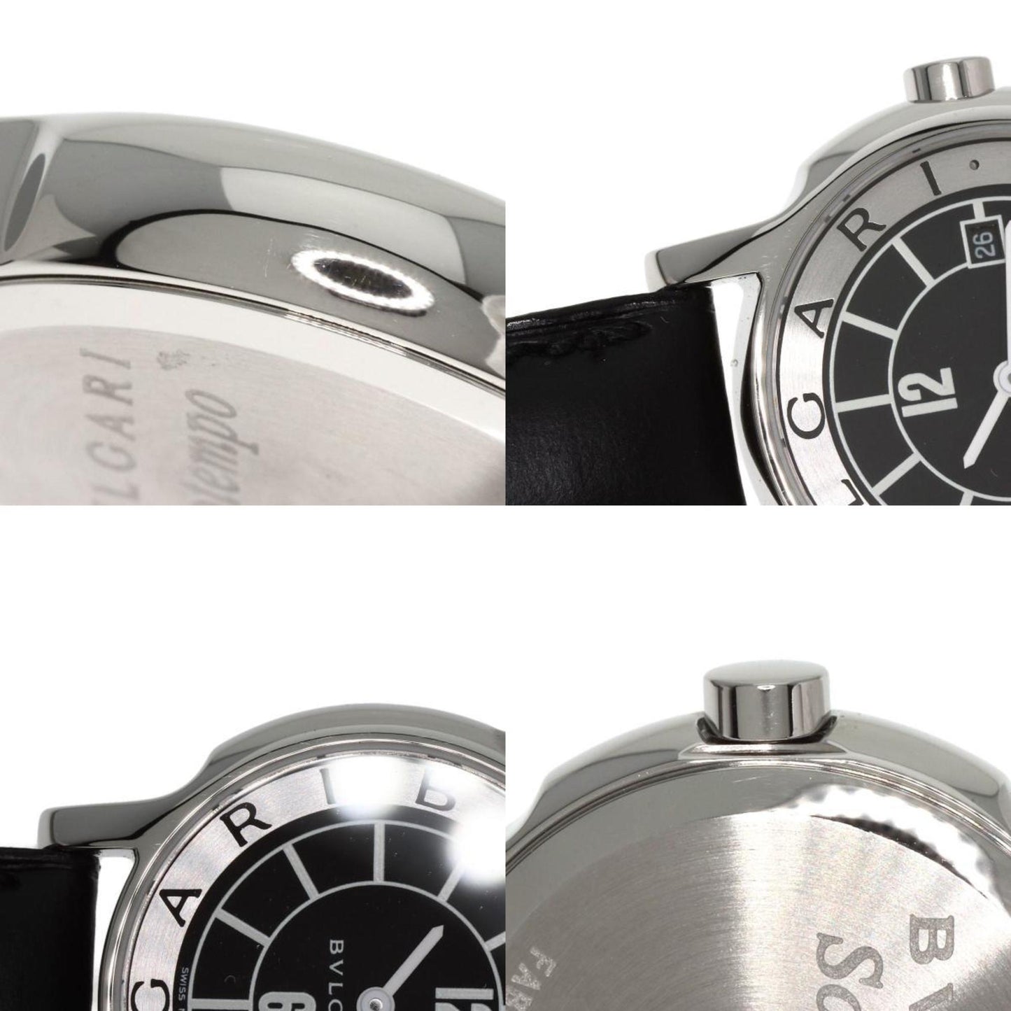 Bvlgari St29S Solotempo Watch Stainless Steel Leather
