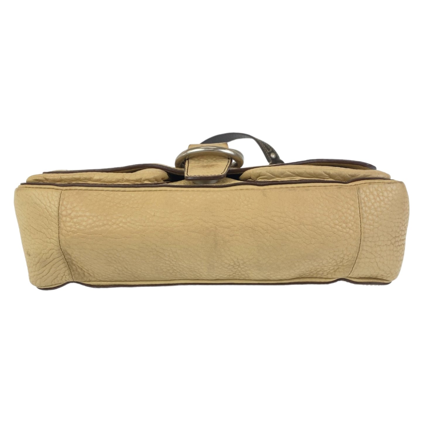 Coach Beige Brown Silver Hardware Leather Shoulder Bag