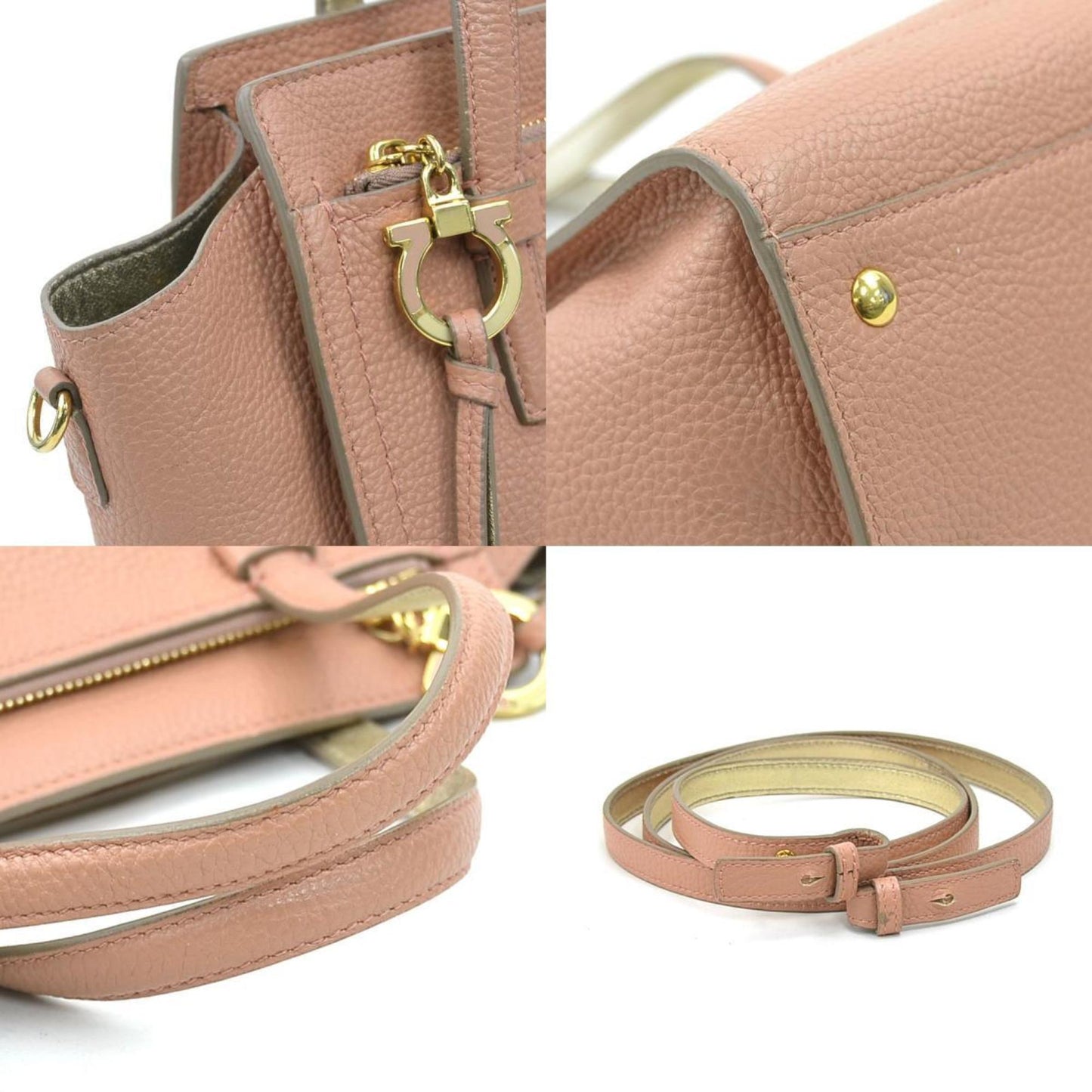 Salvatore Ferragamo Handbag Shoulder Bag Gancini Leather Coral Pink