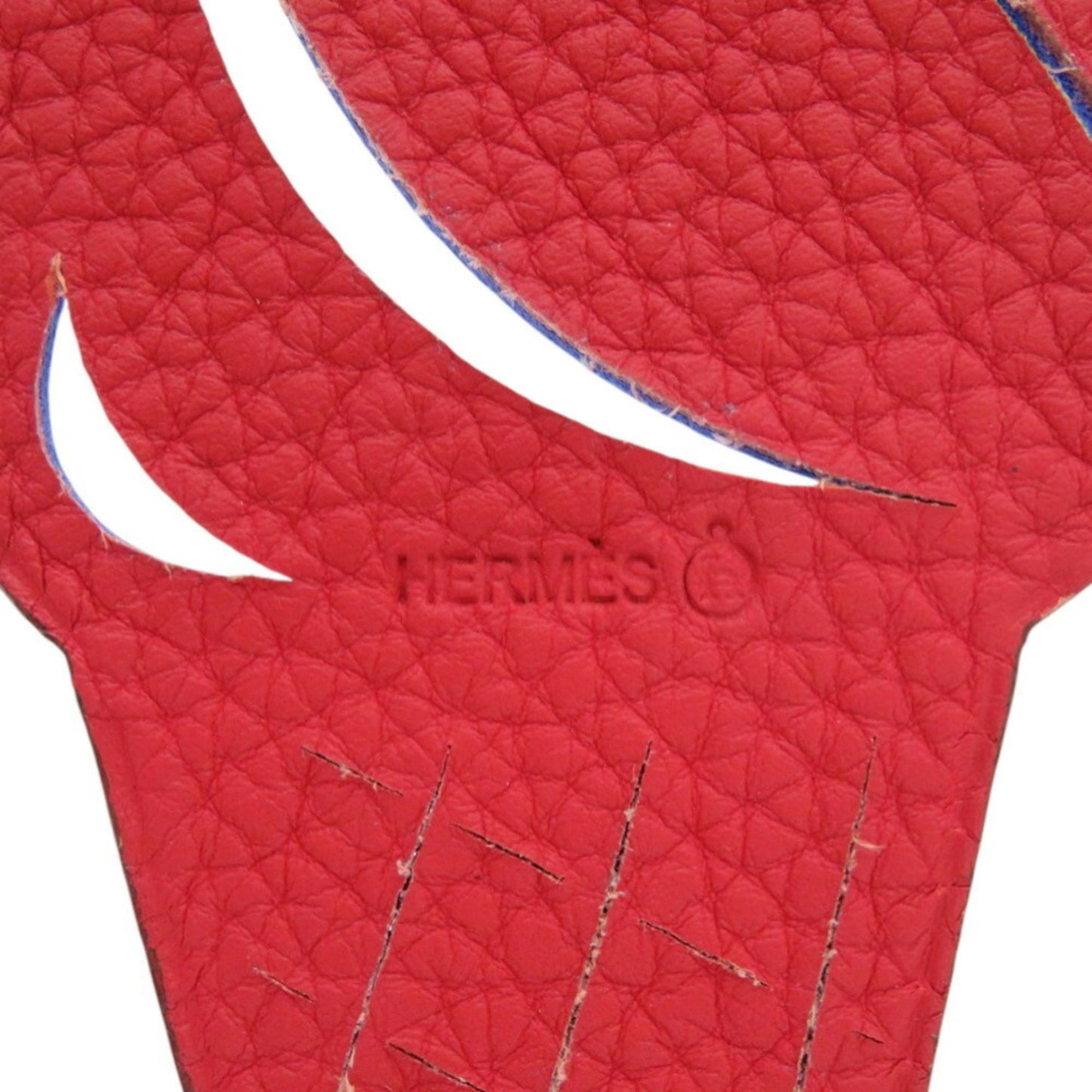 Like New Hermes Petit H Ice Cream Leather Red Blue Keychain 0070Hermes