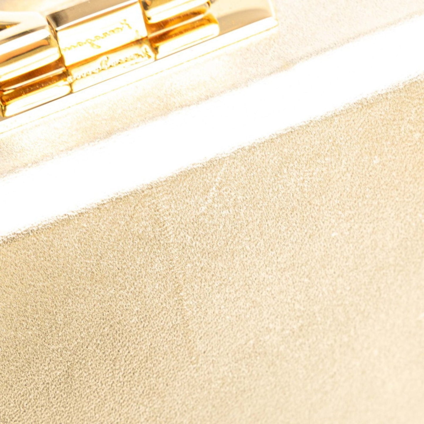 Salvatore Ferragamo Gancini Vanity Bag Handbag Aq-216154 Gold Leather