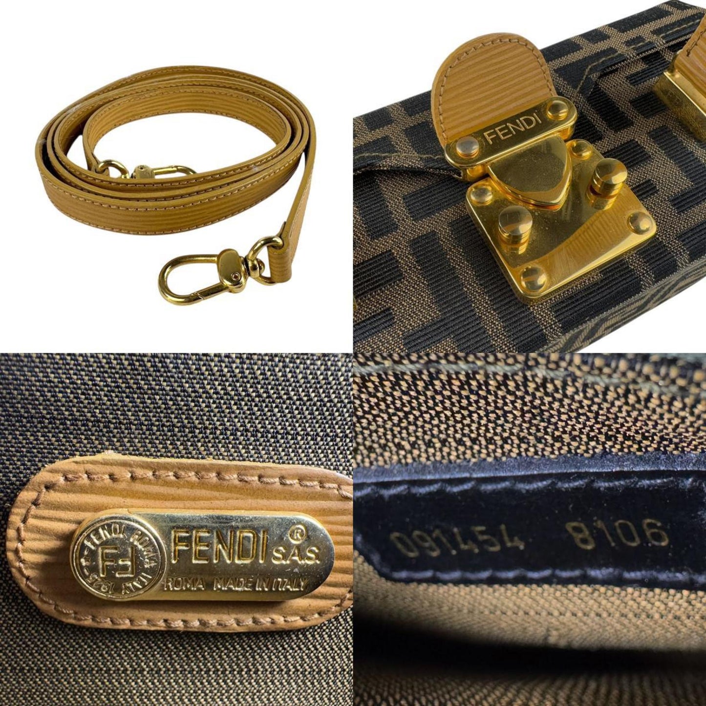 Fendi Zucca Vanity Shoulder Bag In Brown Nylon Canvas And Leather