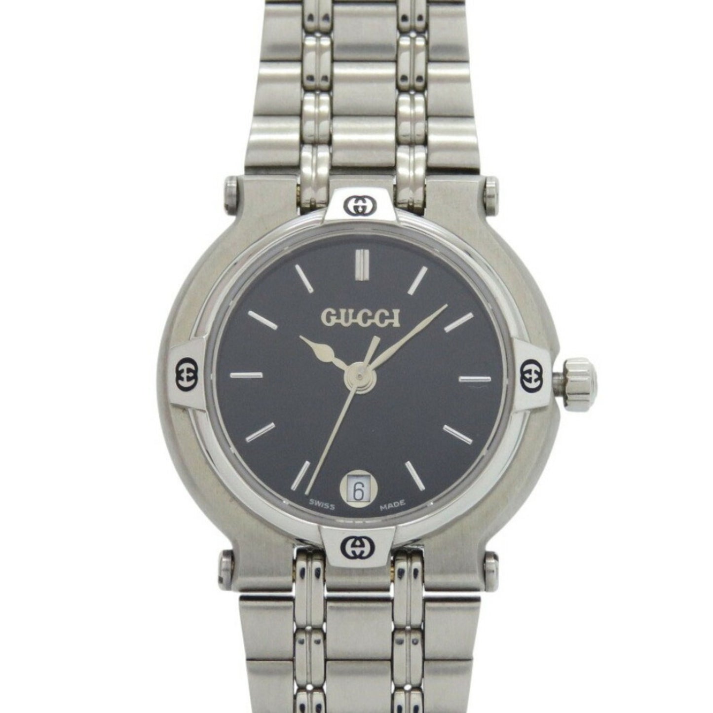 Like New Gucci 9100L Stainless Steel Black And