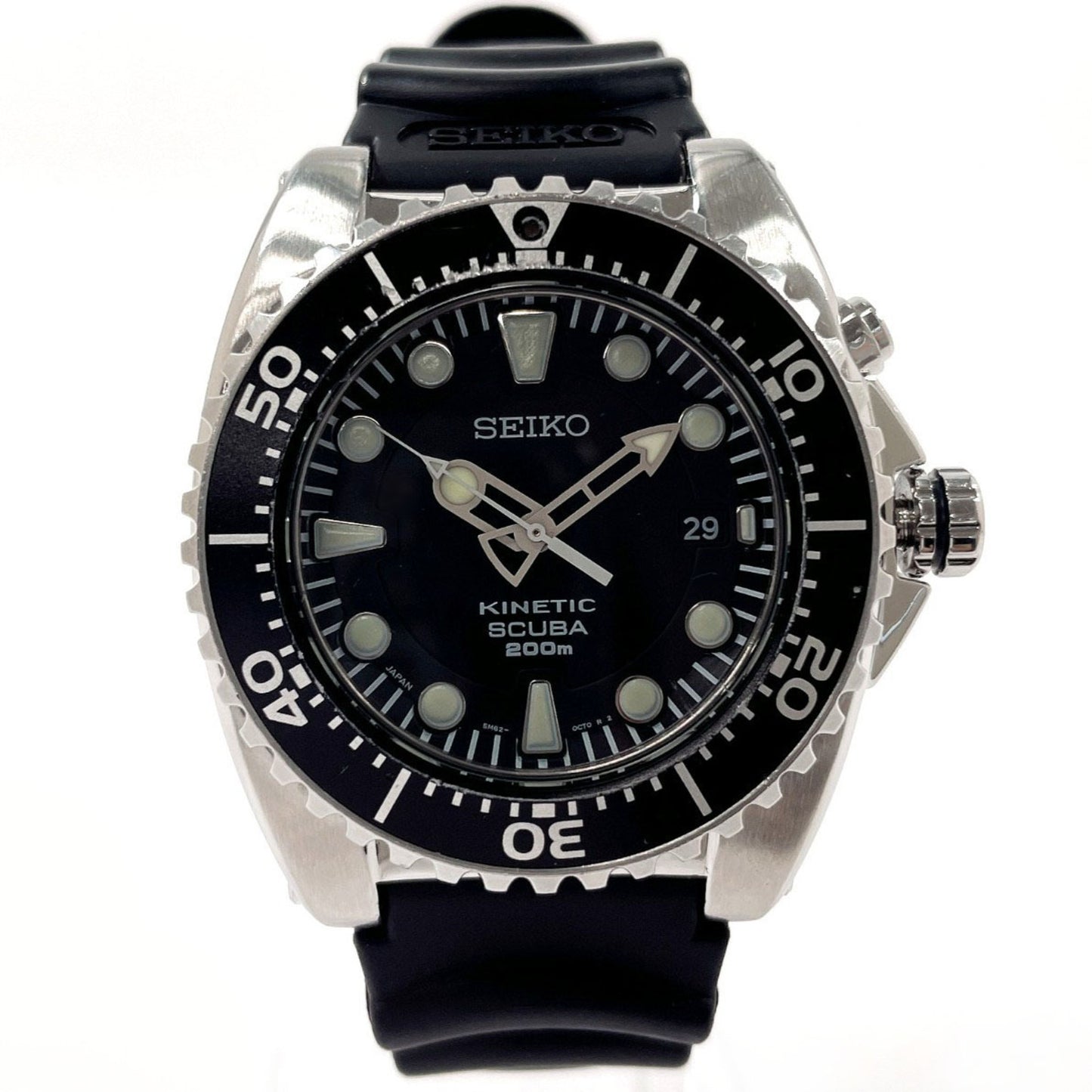 Seiko Seiko Kinetic Scuba 200M 5M62-0Blo Watch Stainless Steel/Rubber Black Automatic Dial