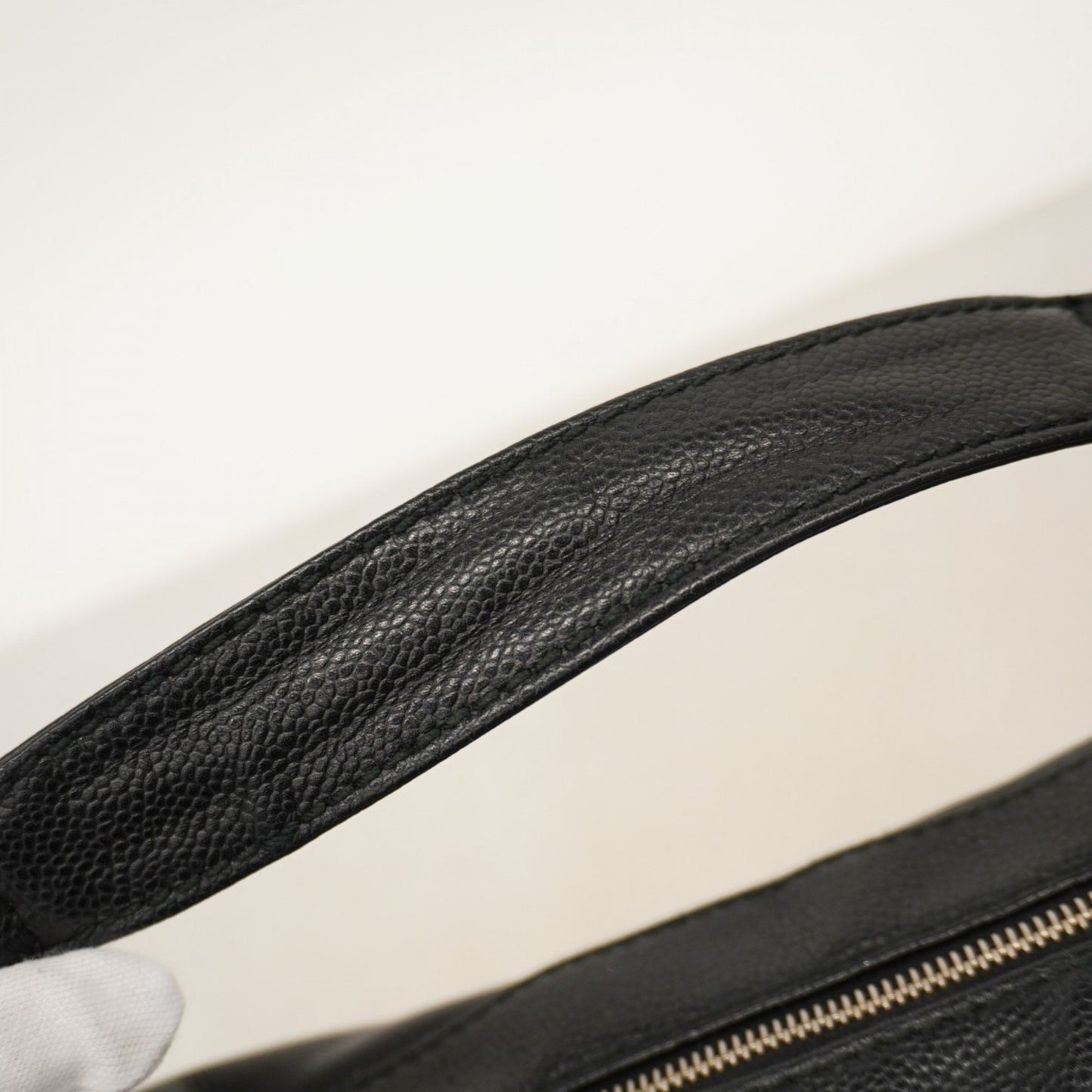 Chanel Shoulder Bag Caviar Skin Black Champagne