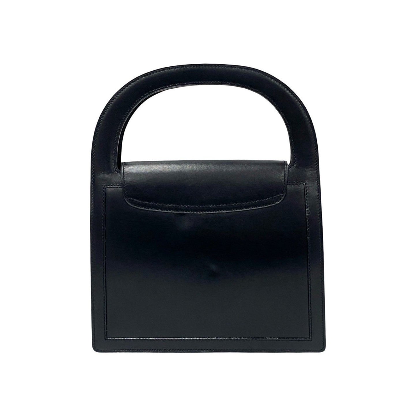 Celine Vintage Globe Logo Metal Hardware Leather Handbag Mini Tote Bag Black 30428