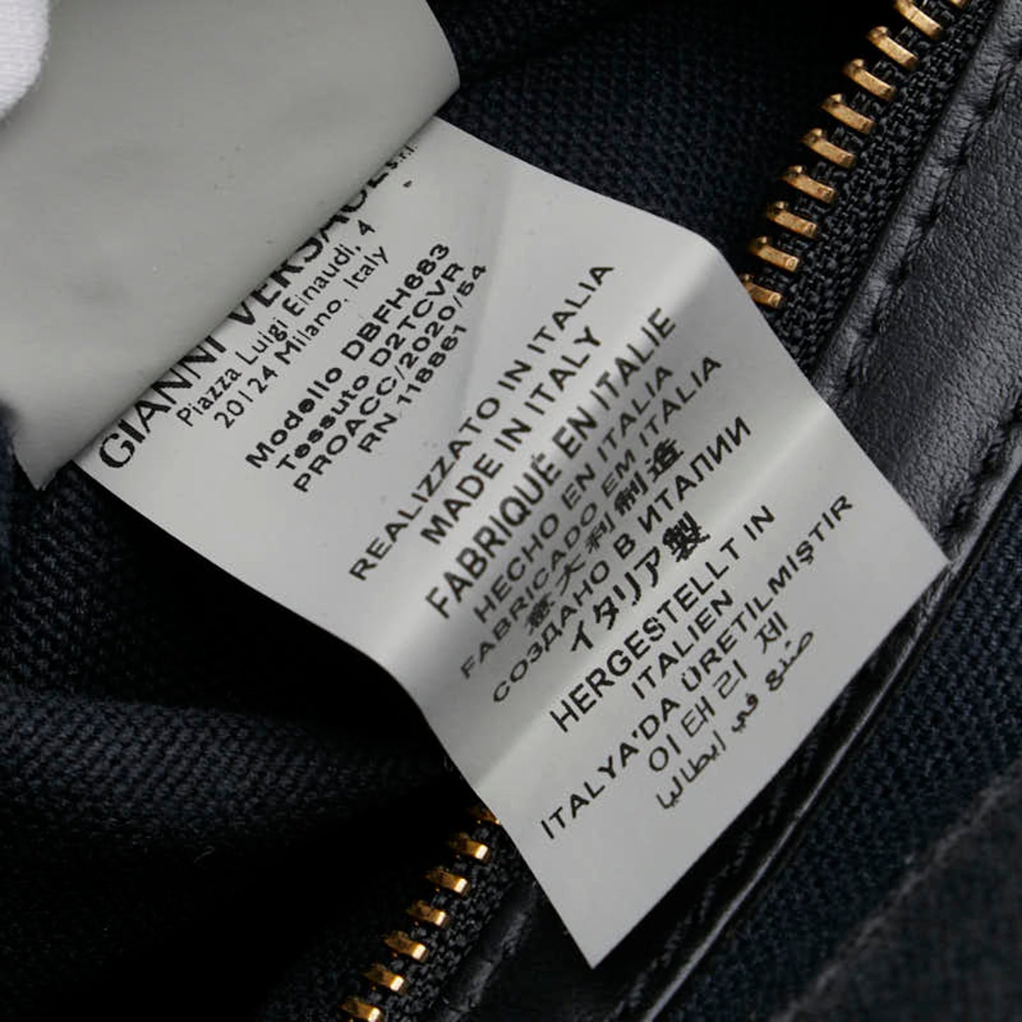 Versace Handbag Tote Bag Navy Canvas Leather