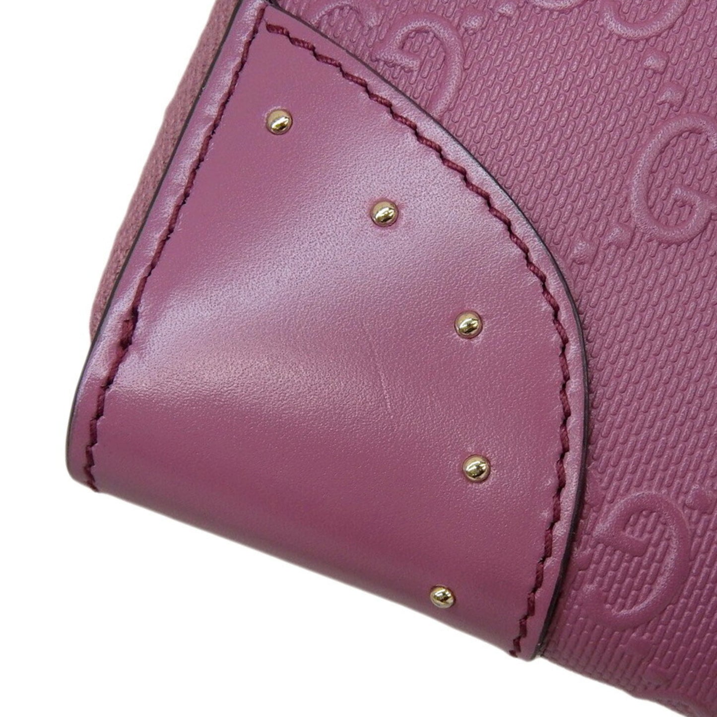 Like New Gucci Interlocking G Round Long Wallet 354487 525040 Leather Pink Gg Studs Embossed