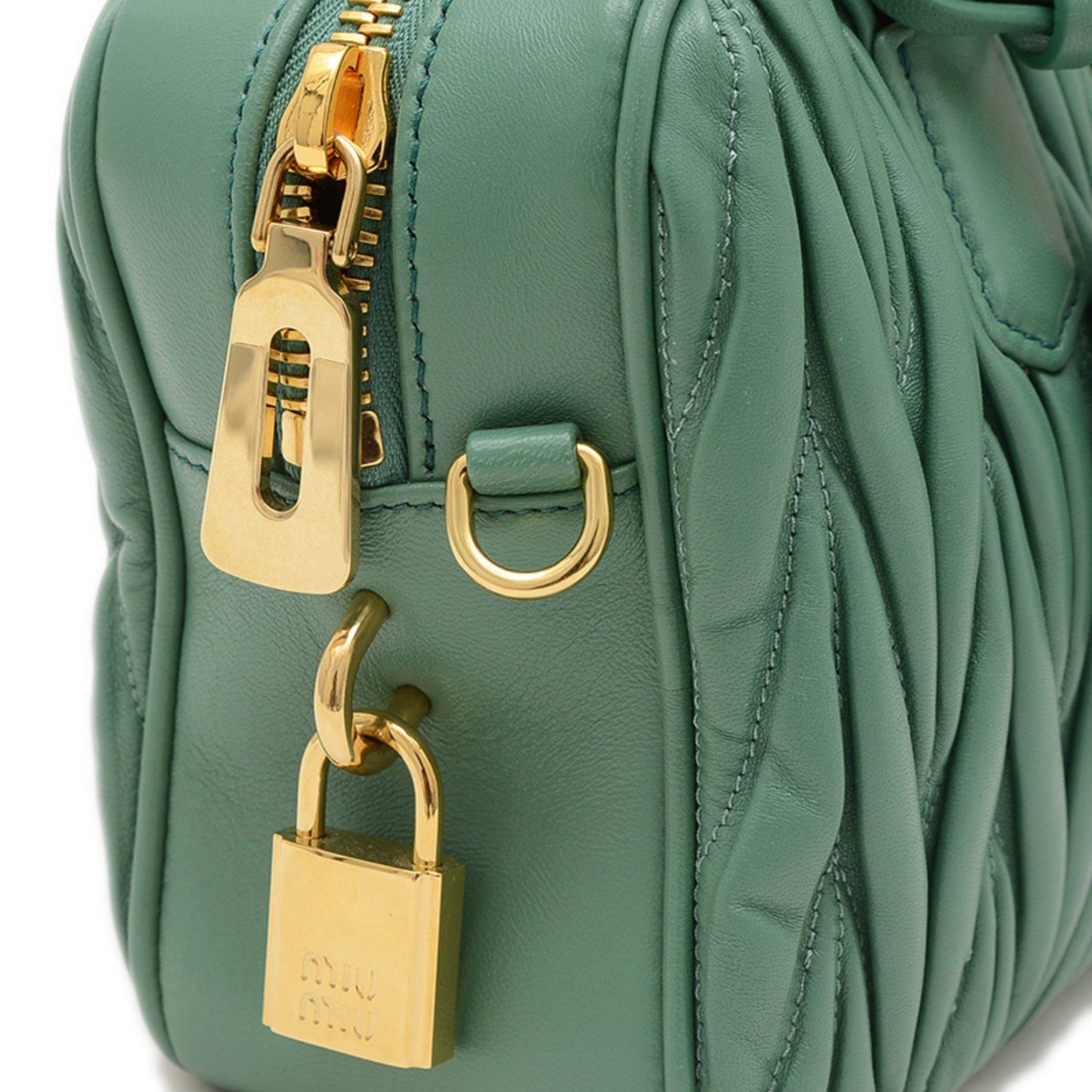 Miu Miu Miu Arcadi Matelasse Hand Shoulder Bag Leather Salvia Green 5Bb124 Bp