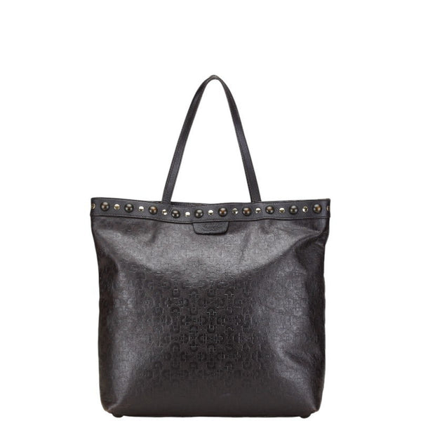 Gucci Horsebit Studded Tote Bag Shoulder 286304 Brown Leather