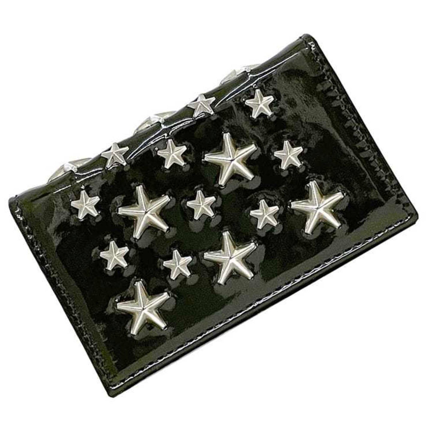 Jimmy Choo Business Card Case Ec-23889 Khaki Green Patent Leather Jimmy Choo Studded Star Design