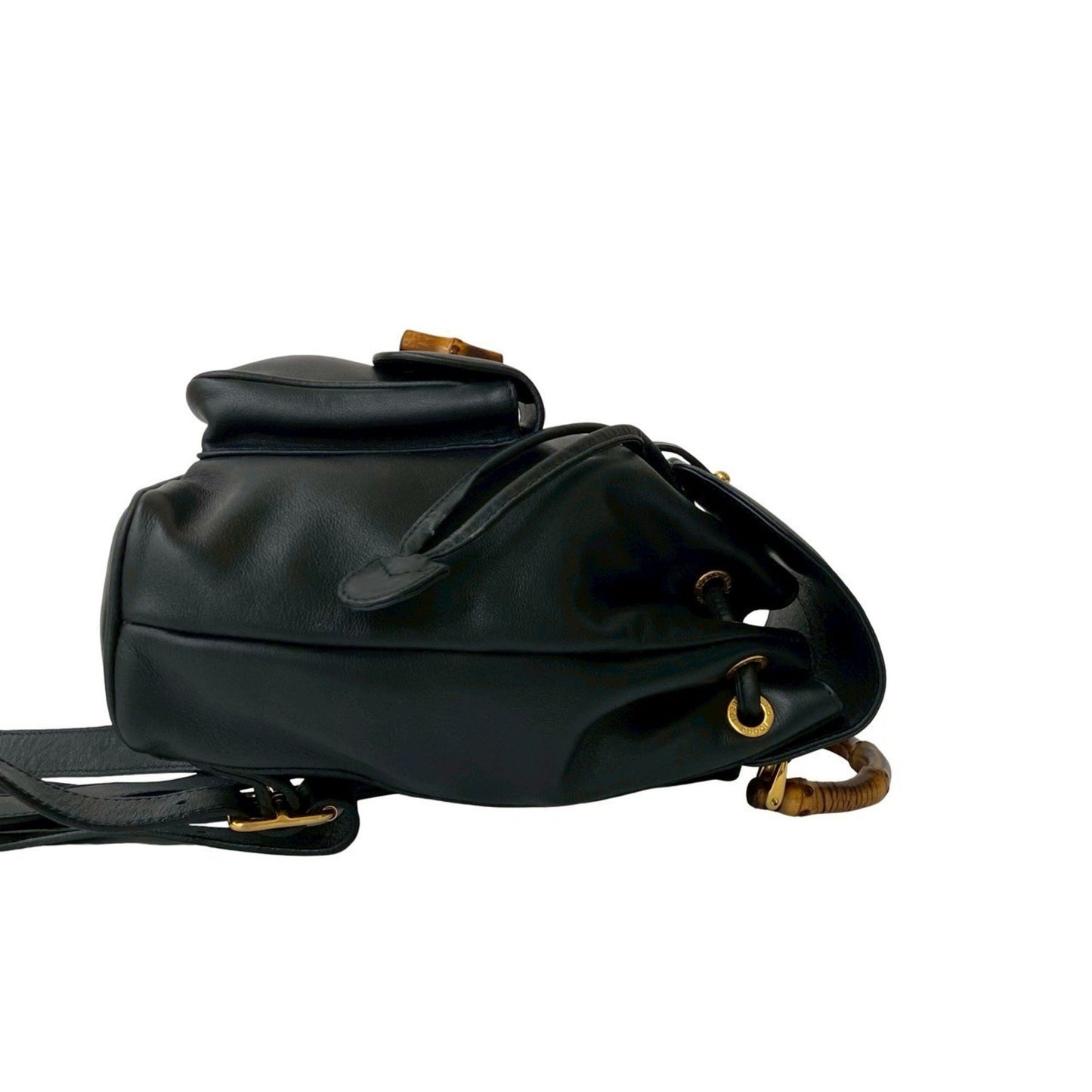 Gucci Bamboo Turnlock Leather Rucksack/Daypack In Dark Navy