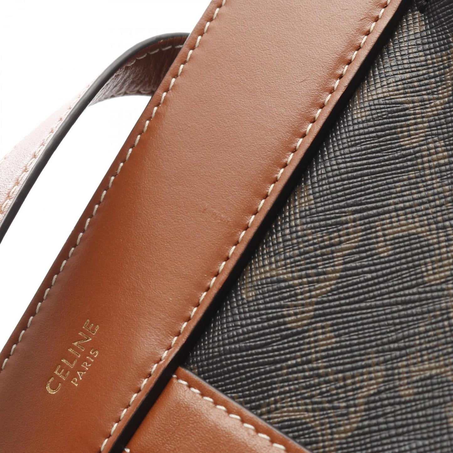 Celine Teen Cabadoux France Triomphe Shoulder Bag Coated Canvas Leather