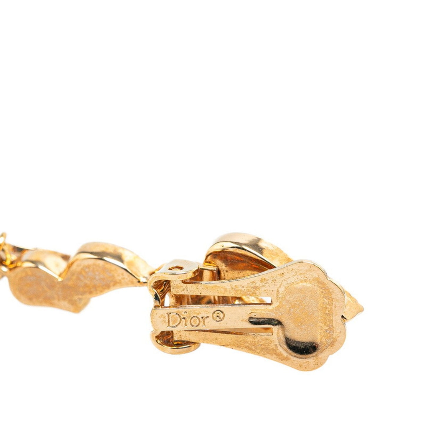 Christian Dior Dior Rhinestone Earrings Gold Plated