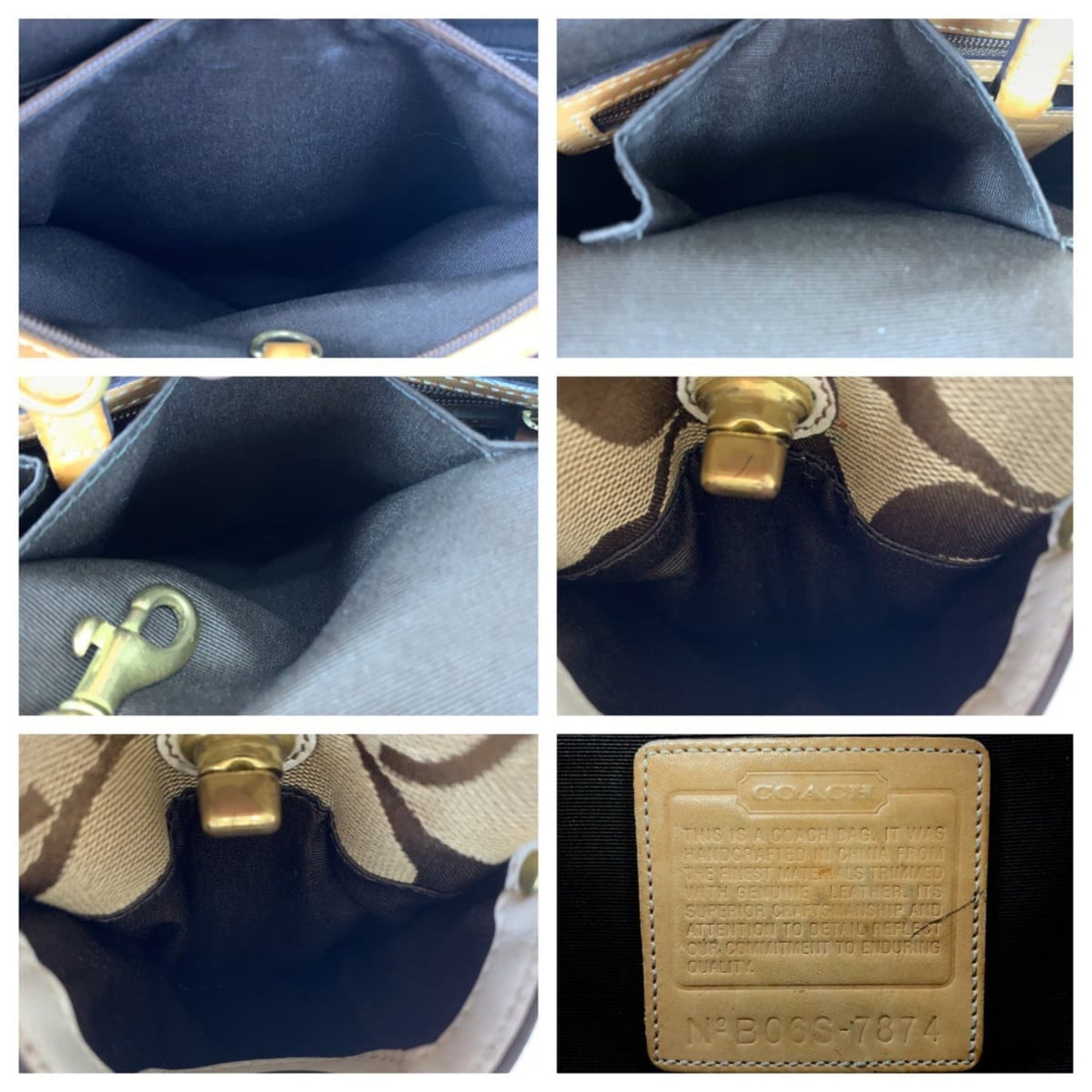 Coach Signature Embossed Beige Canvas 7874 Tote Bag Handbag