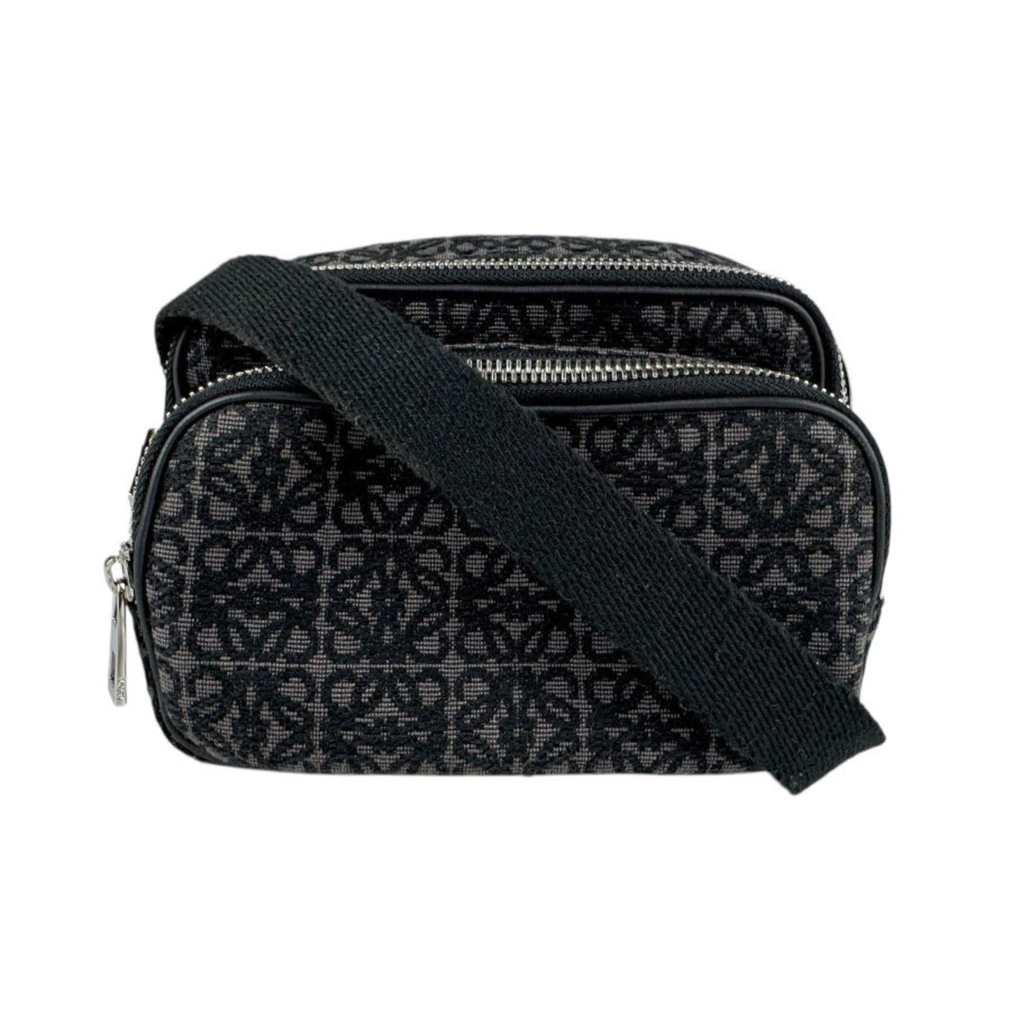 Loewe Shoulder Bag Anagram Canvas Black Brown Silver