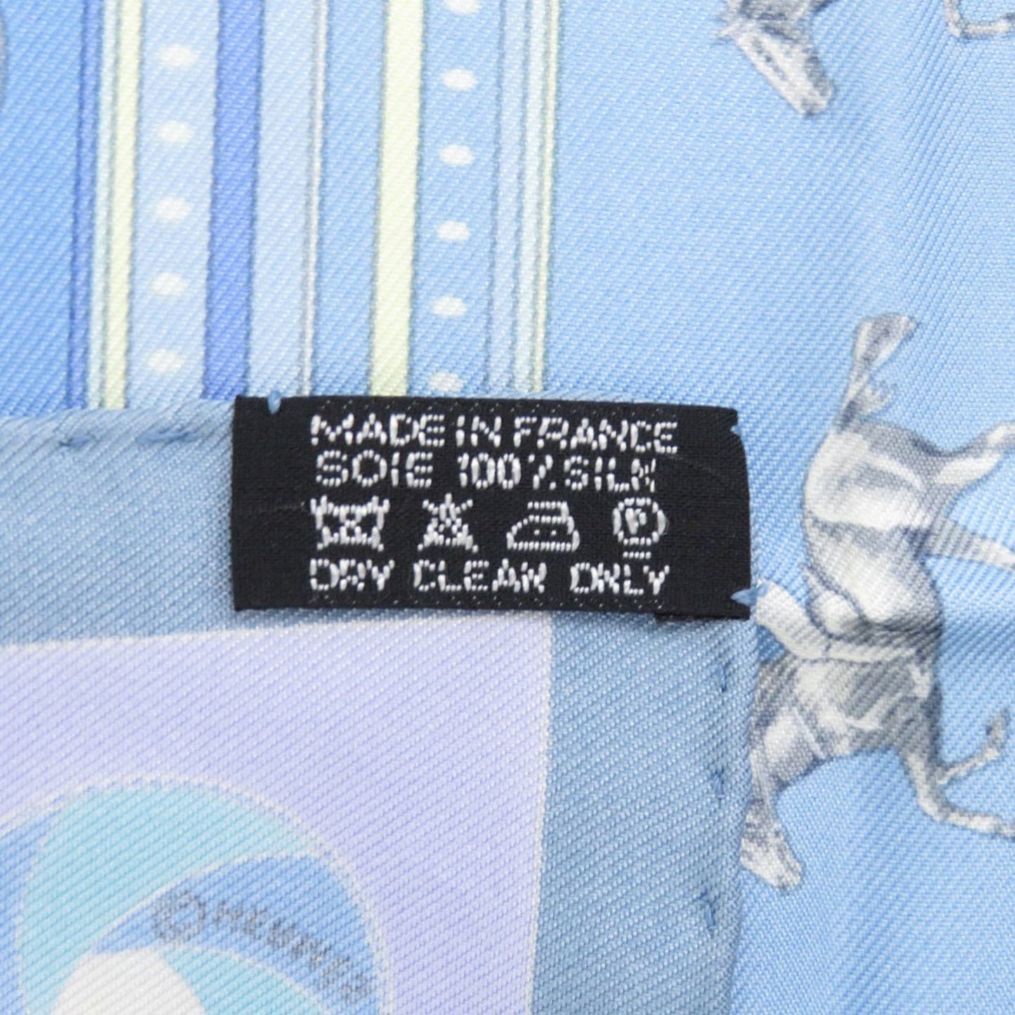 Herms Carr 45 Petit Sequence Silk Scarf Muffler In Light Blue