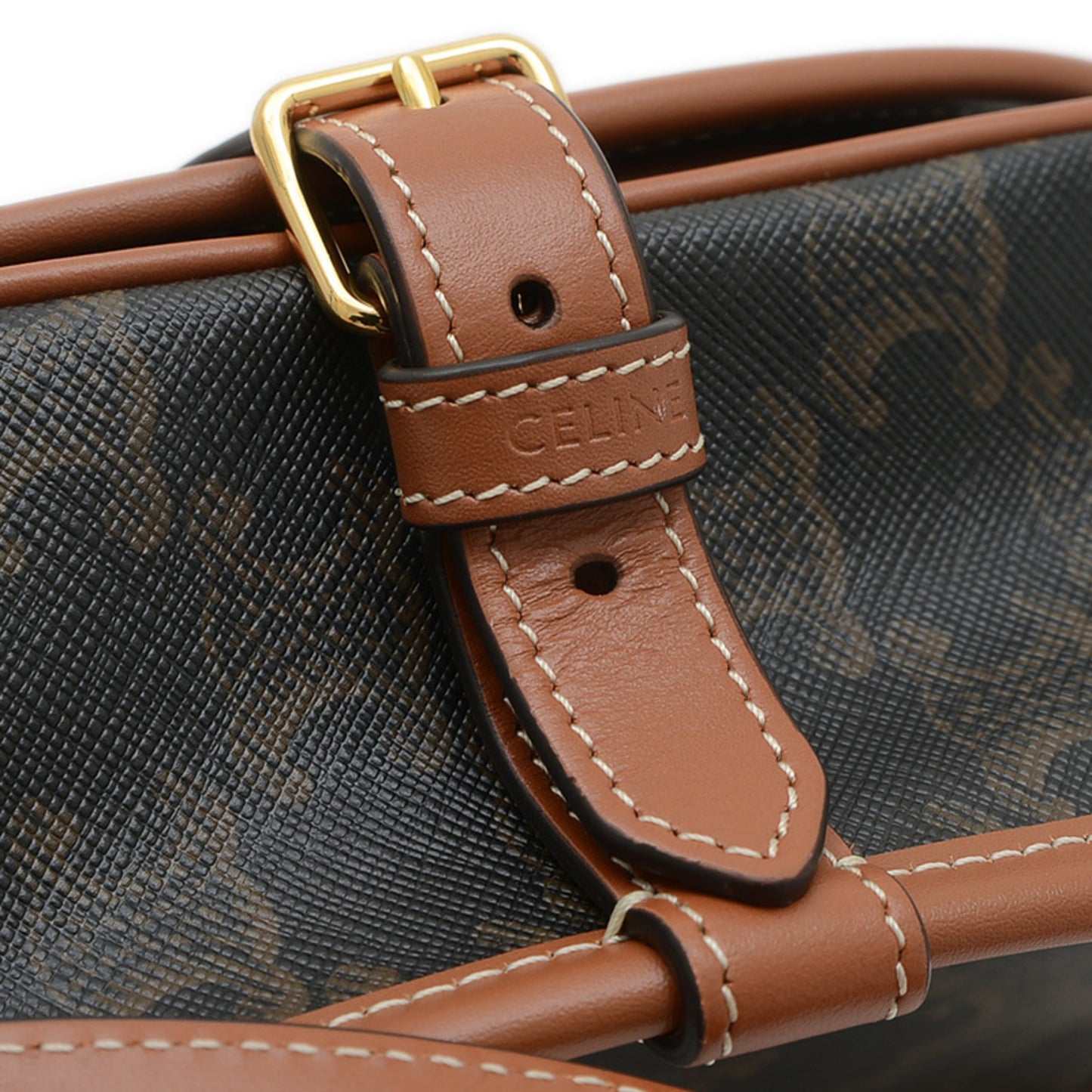 Celine Triomphe Medium Folco Shoulder Bag Canvas Tan 191502Bzj.04Lu Bp